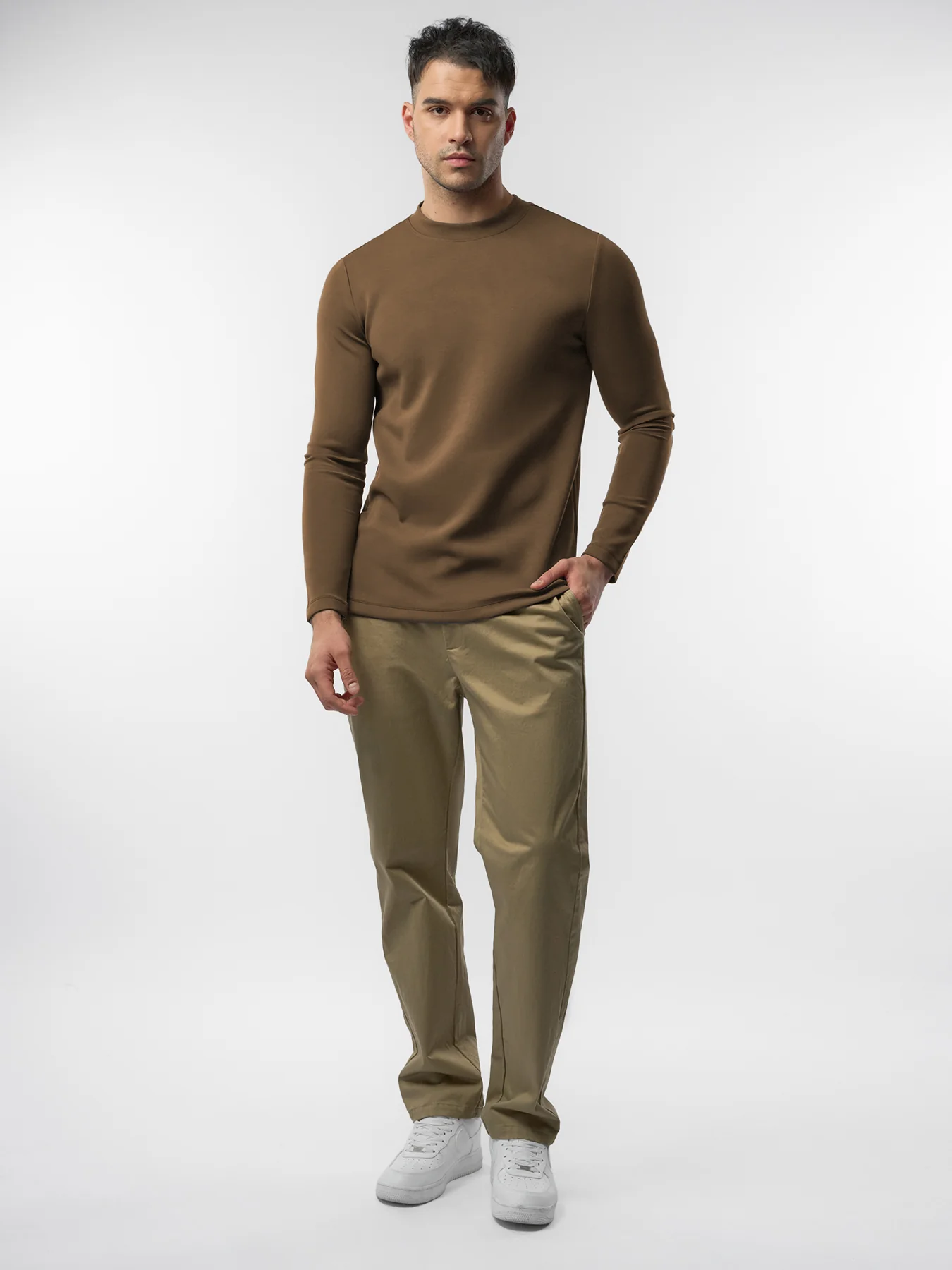 Modal Blend Elbow Patch Long Sleeve Tee:Slim Fit - Image 65