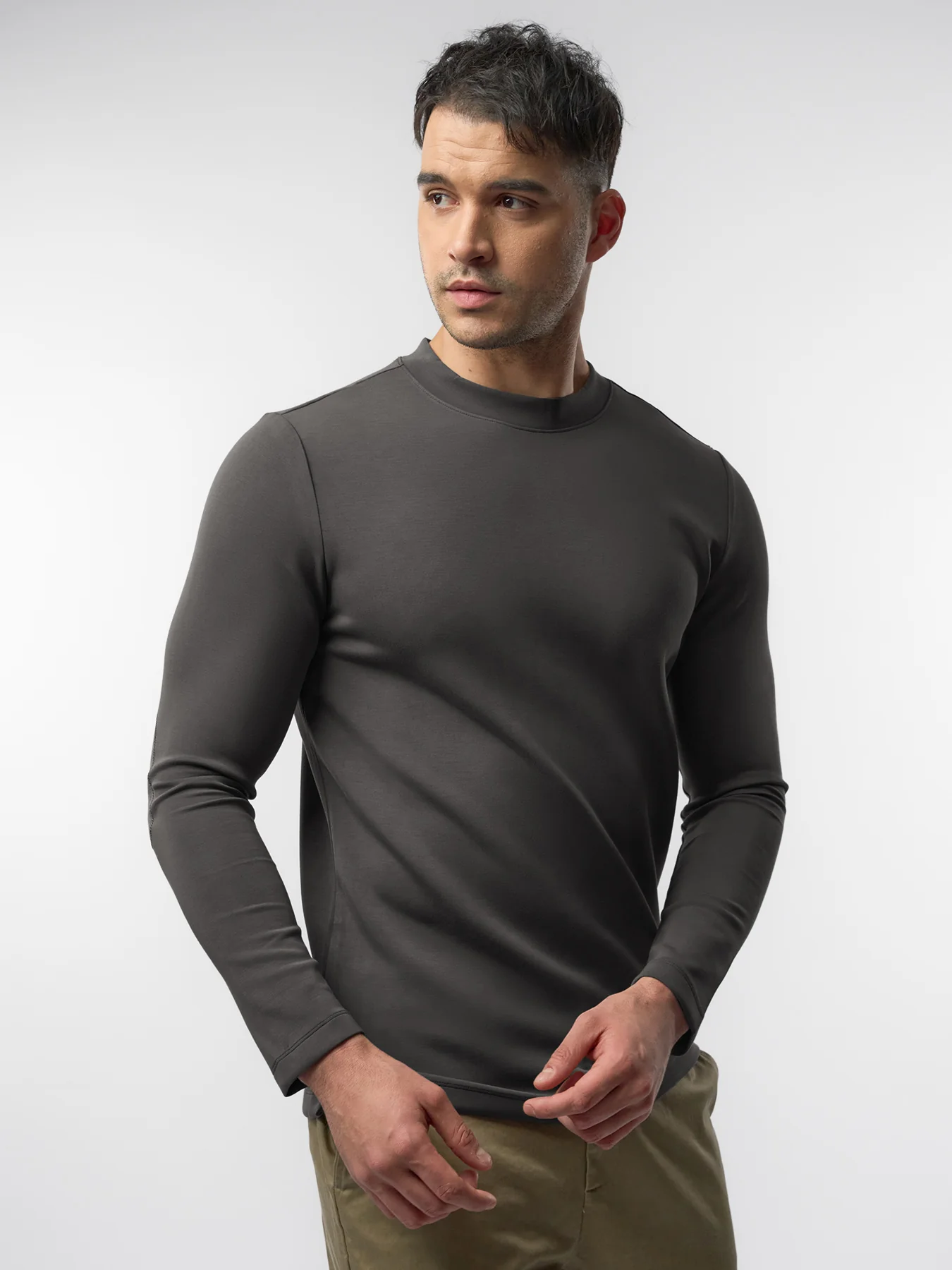 Modal Blend Elbow Patch Long Sleeve Tee:Slim Fit - Image 69