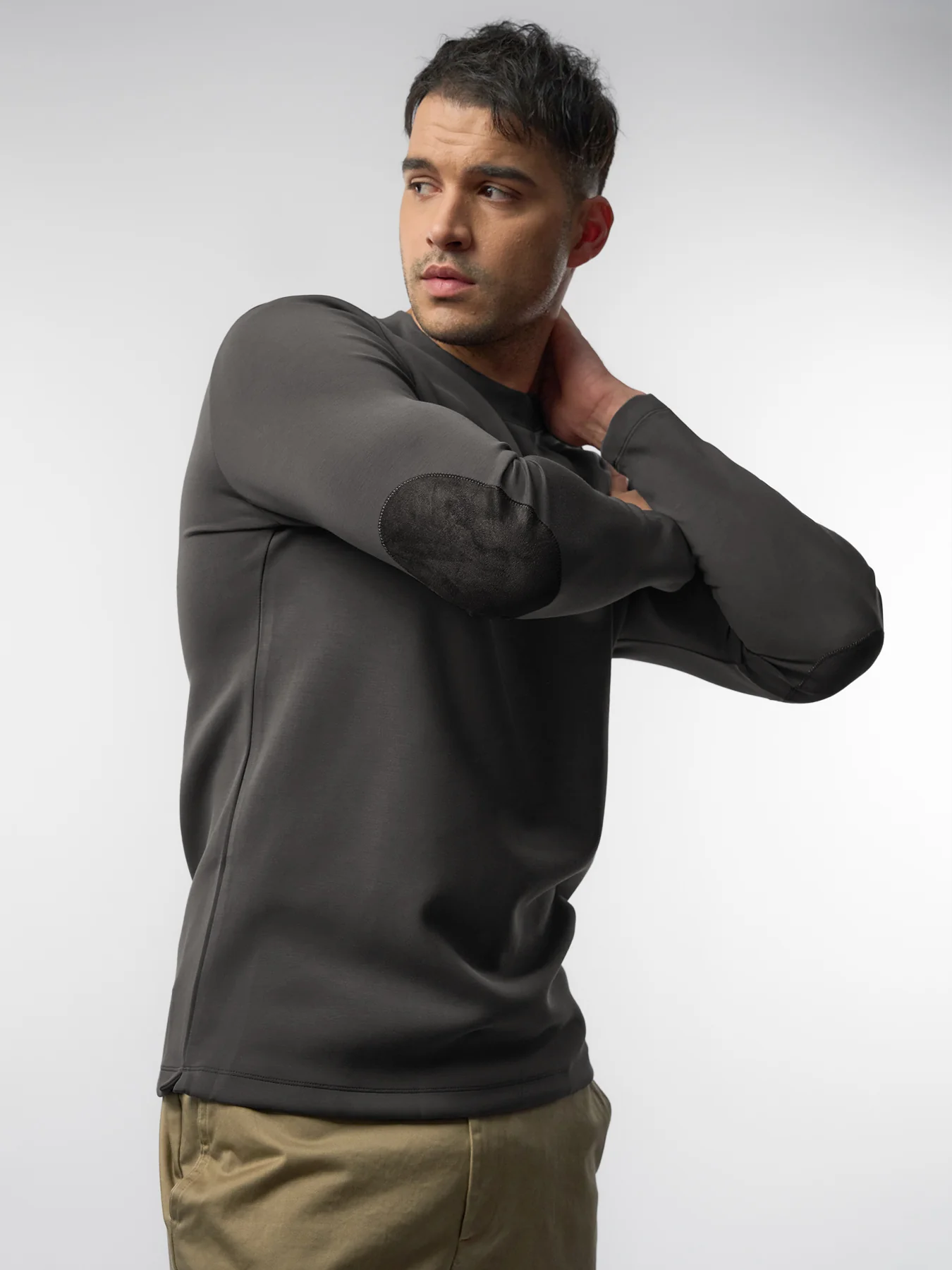 Modal Blend Elbow Patch Long Sleeve Tee:Slim Fit - Image 70