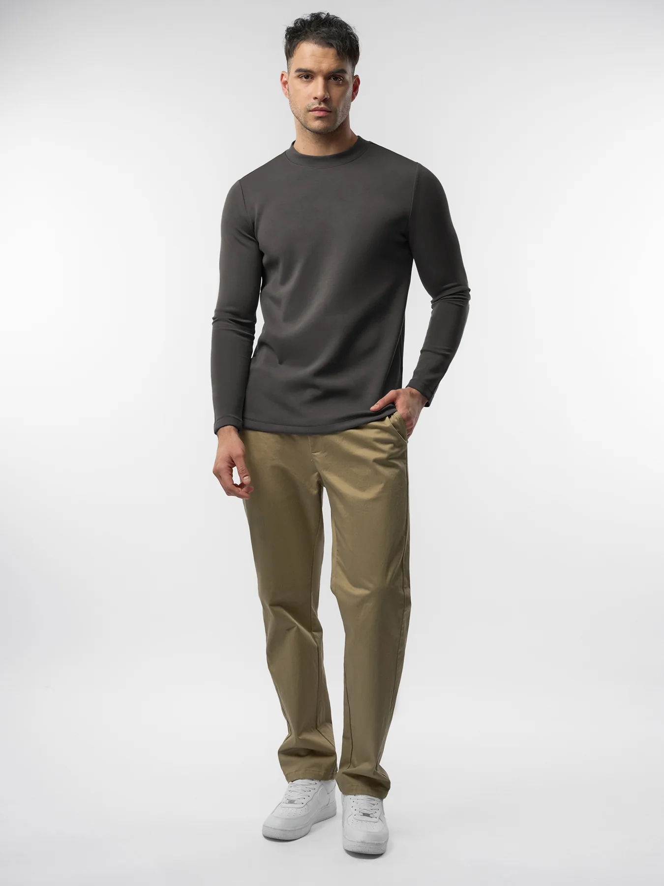 Modal Blend Elbow Patch Long Sleeve Tee:Slim Fit - Image 72