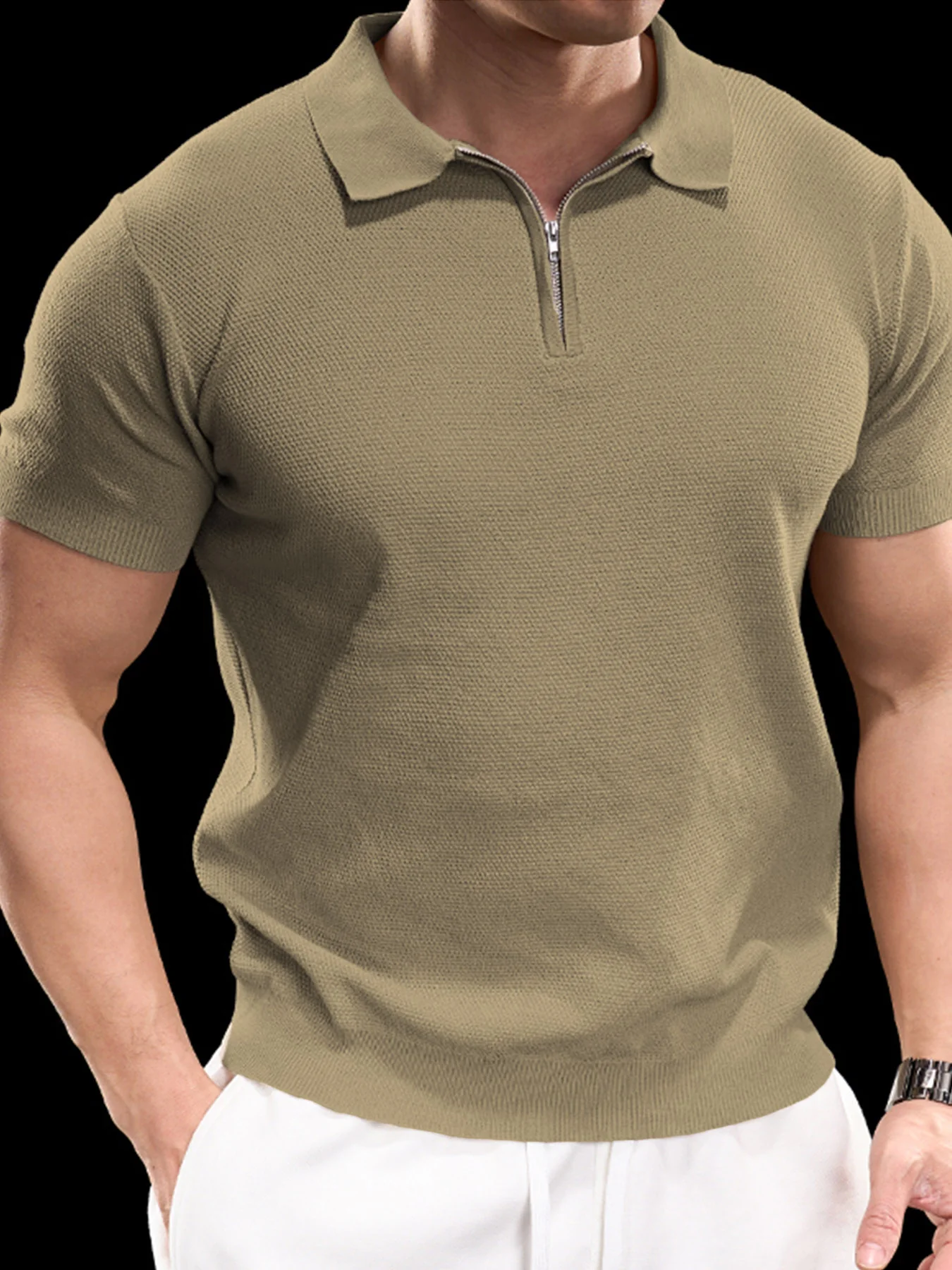 FlexKnit Active Knitted Zip Polo - Image 10