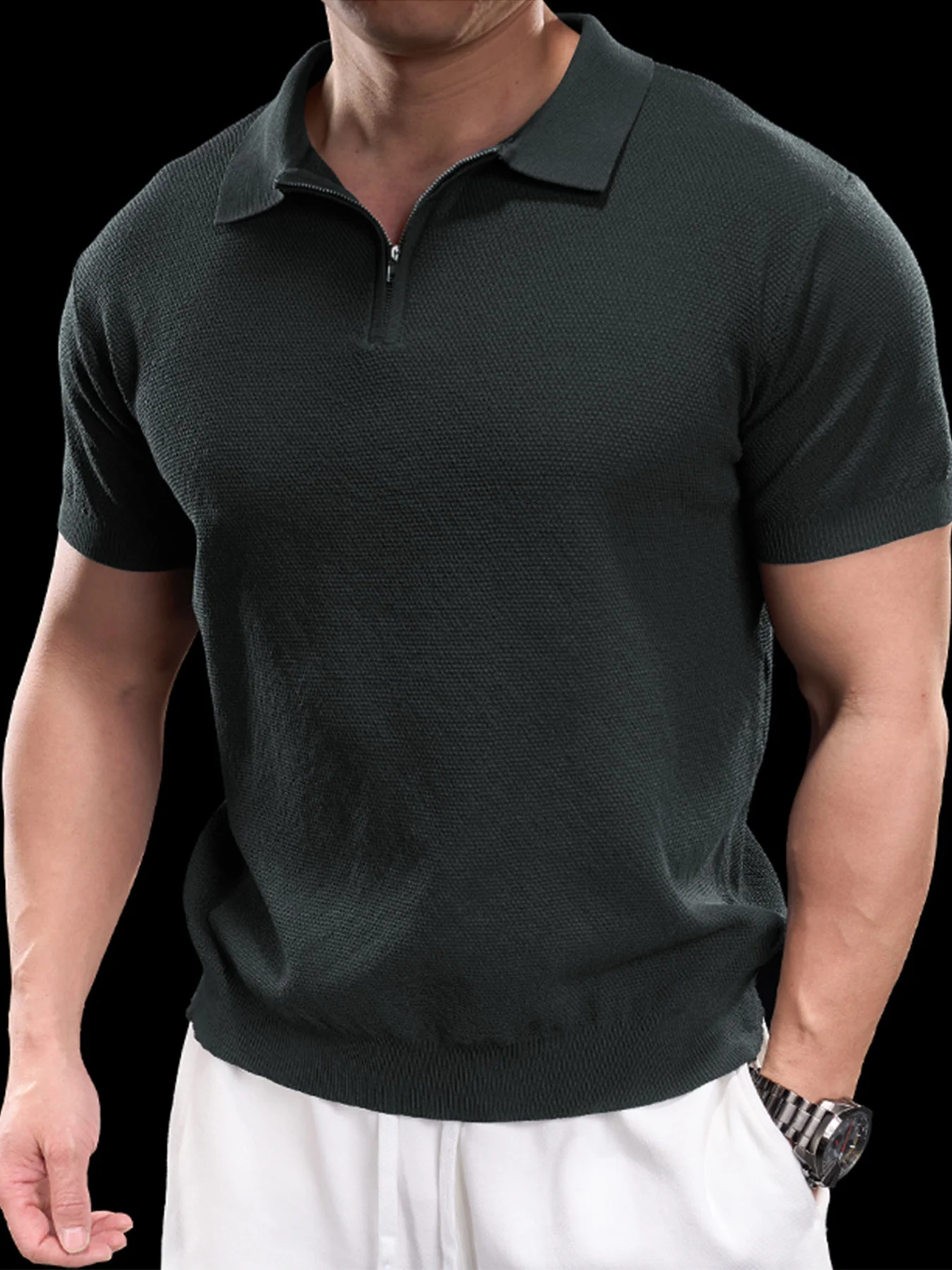 FlexKnit Active Knitted Zip Polo - Image 20