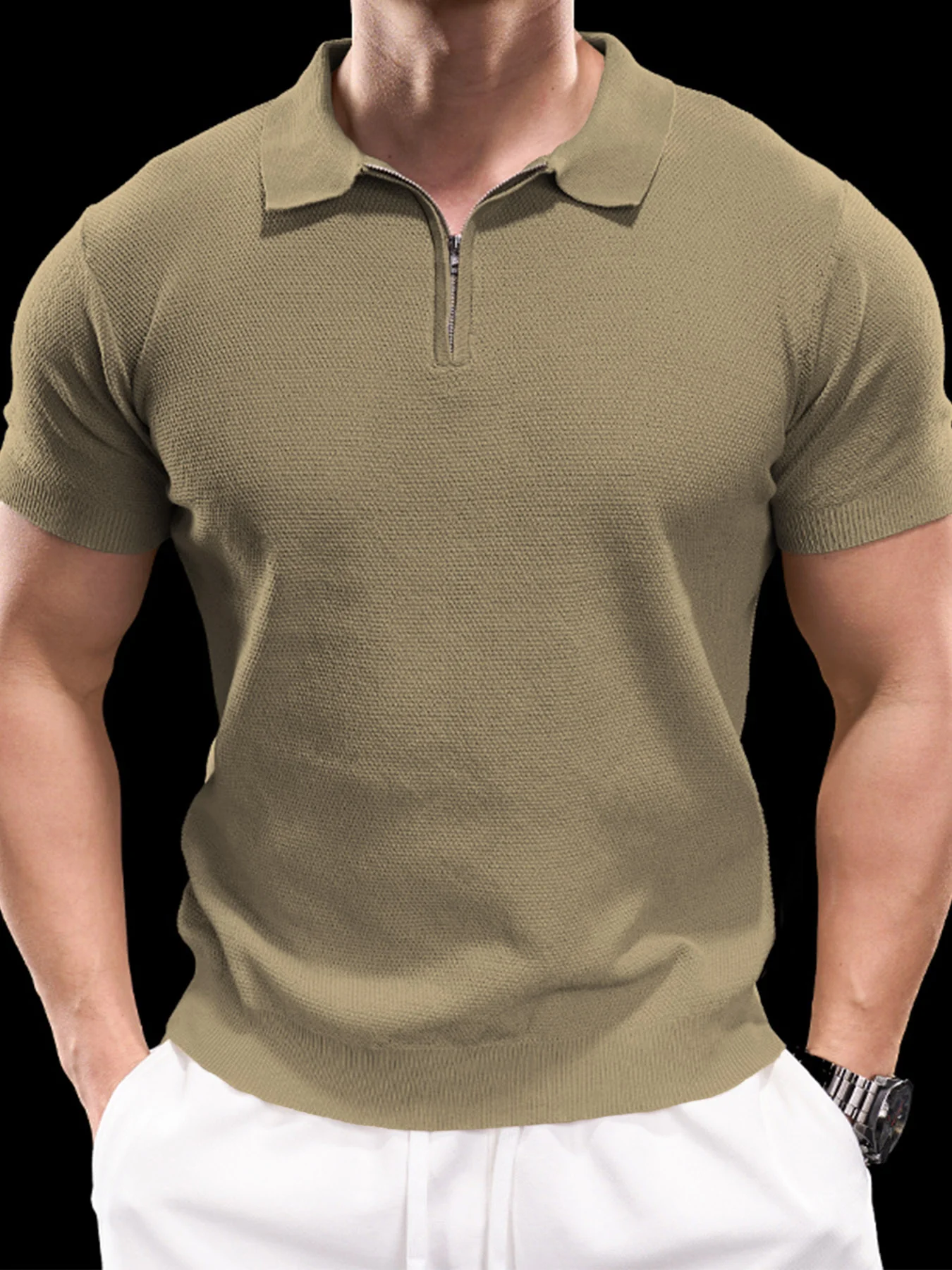 FlexKnit Active Knitted Zip Polo - Image 9