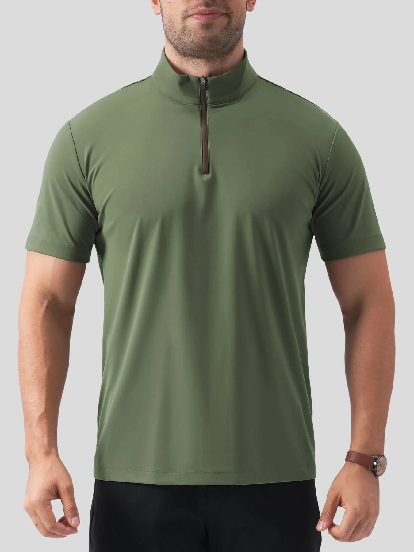SmoothBlend Half Zip Mock Neck Short Sleeve Tee - Image 11