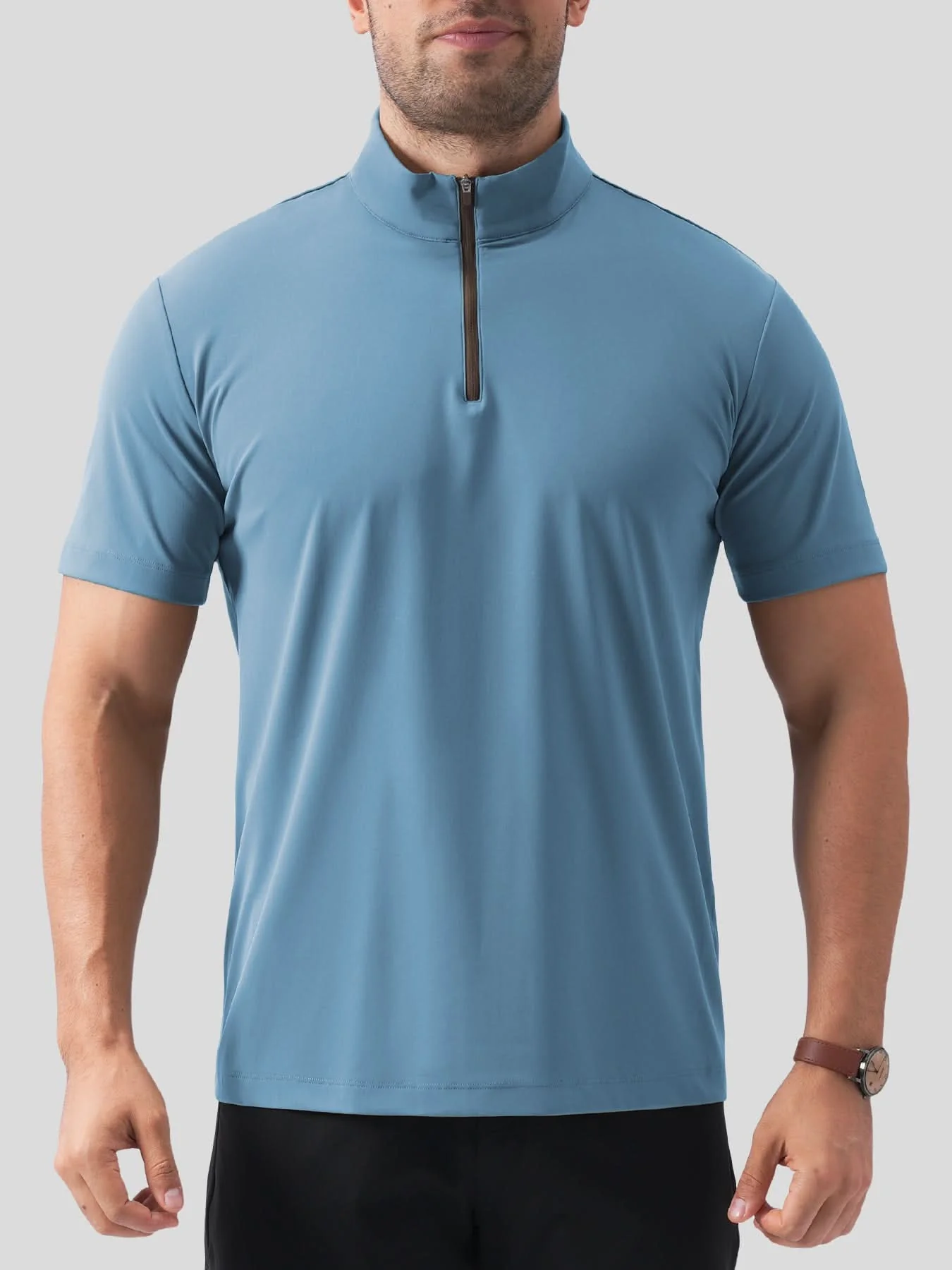 SmoothBlend Half Zip Mock Neck Short Sleeve Tee - Image 17