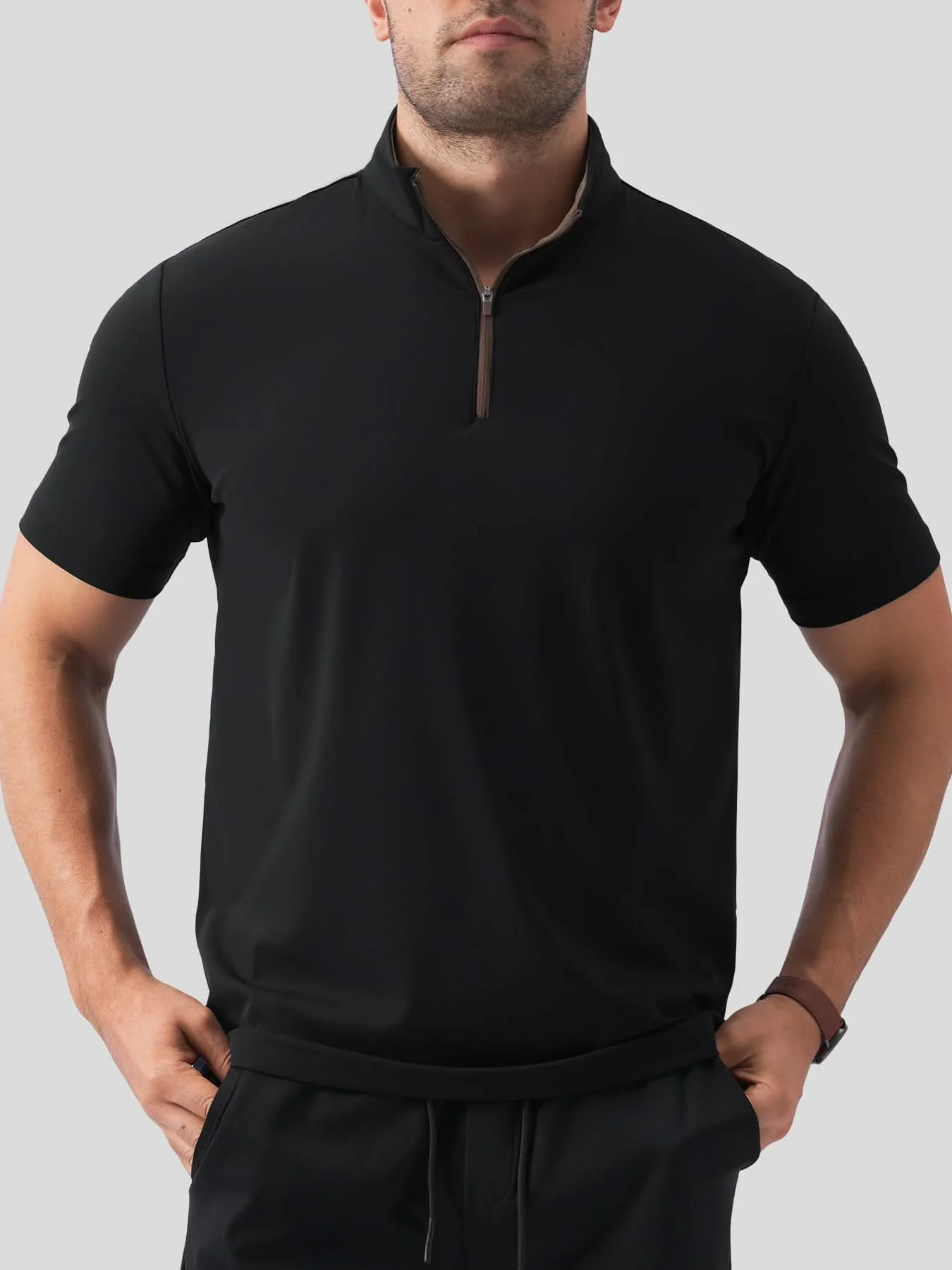 SmoothBlend Half Zip Mock Neck Short Sleeve Tee - Image 6