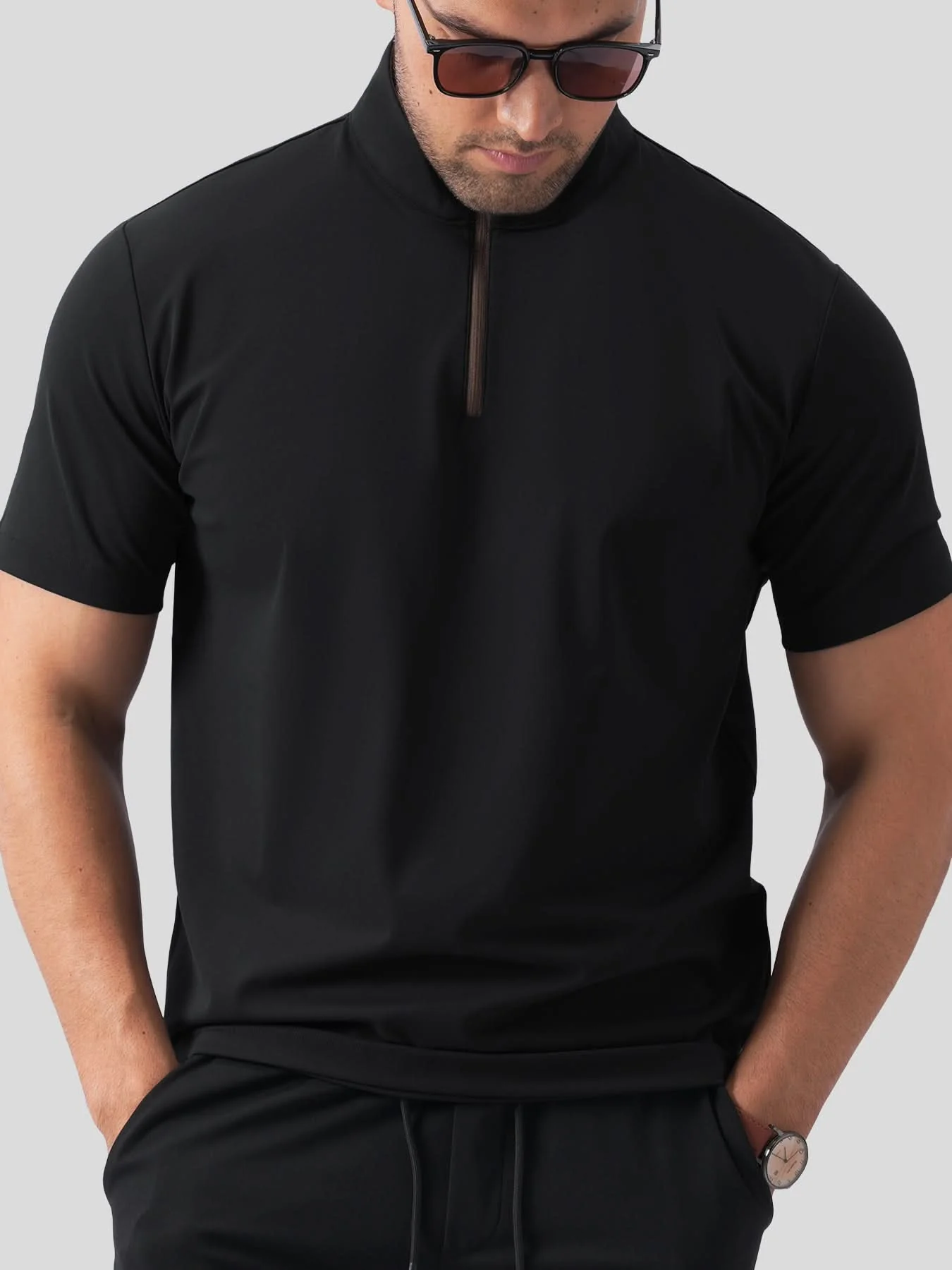 SmoothBlend Half Zip Mock Neck Short Sleeve Tee - Image 8