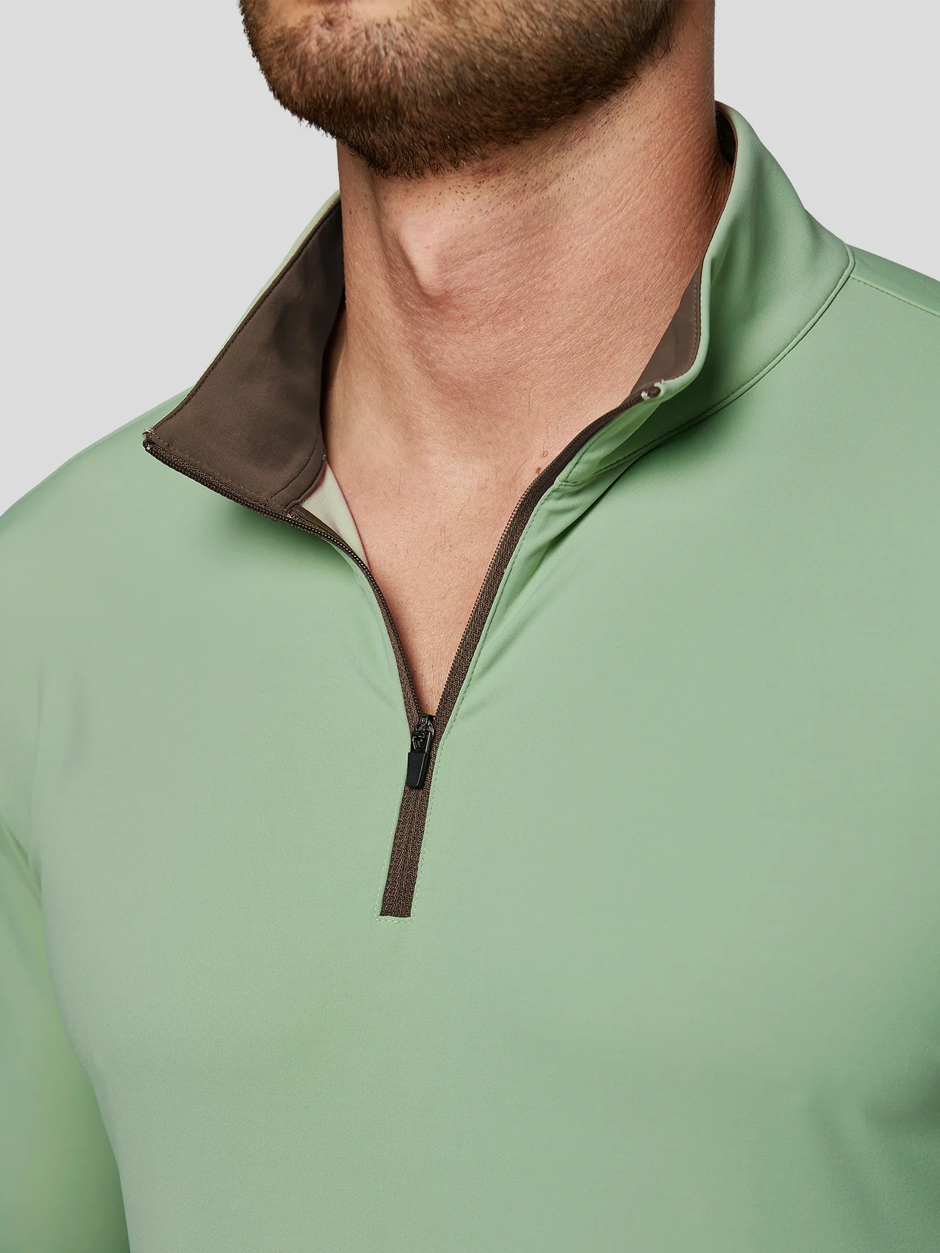 SmoothBlend Slim Fit Half Zip Mock Neck Tee: Zip Contrast Color - Image 12