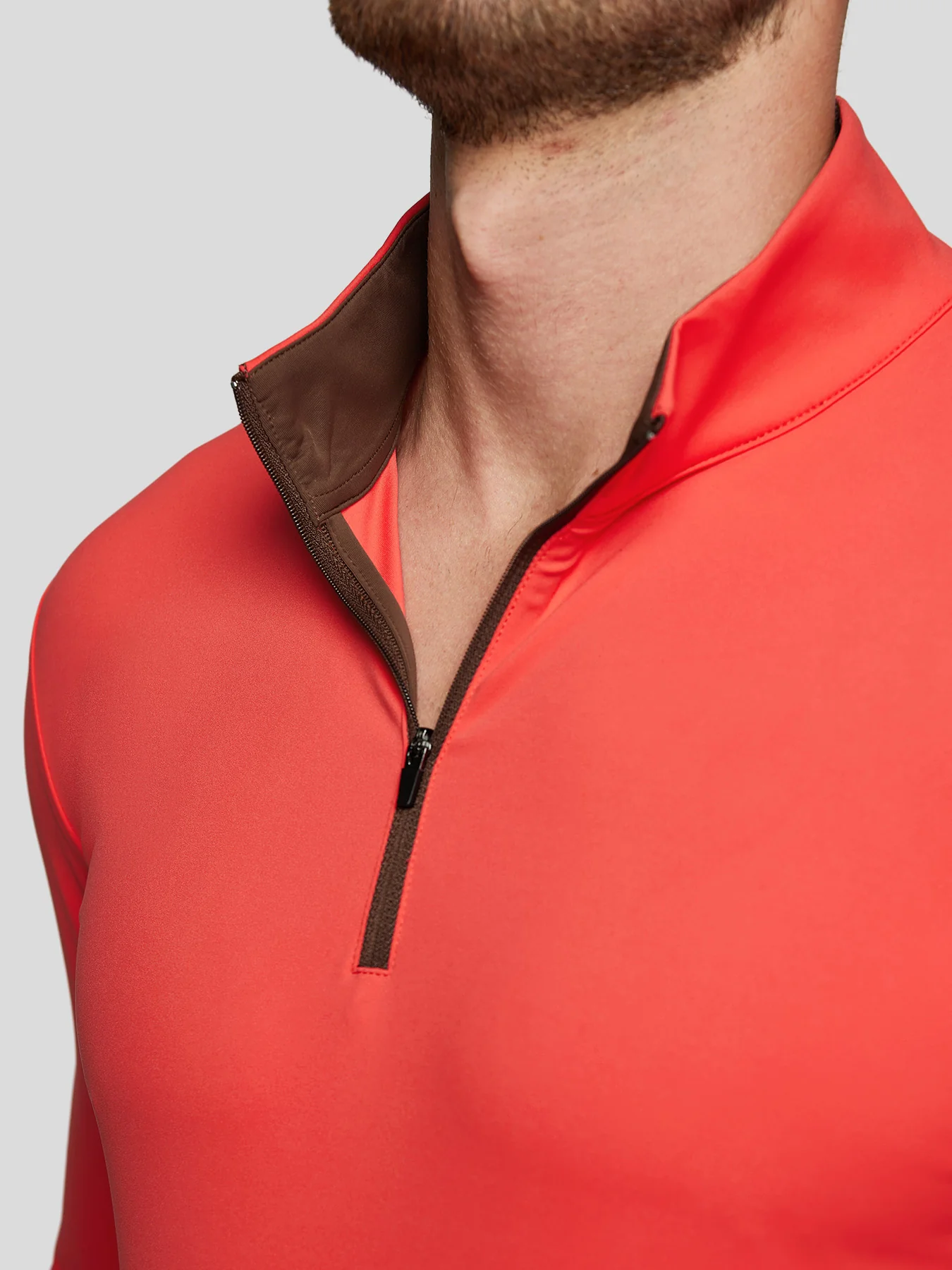 SmoothBlend Slim Fit Half Zip Mock Neck Tee: Zip Contrast Color - Image 19