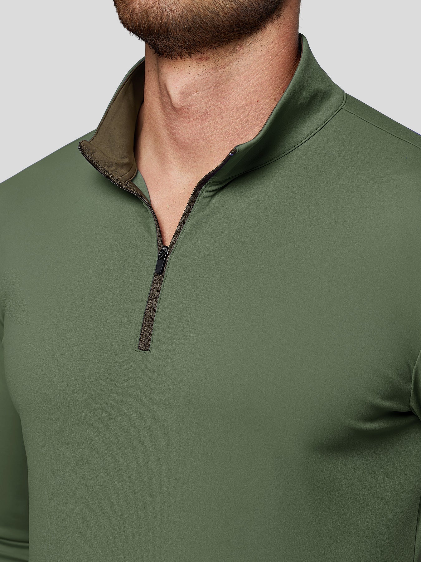 SmoothBlend Slim Fit Half Zip Mock Neck Tee: Zip Contrast Color - Image 23