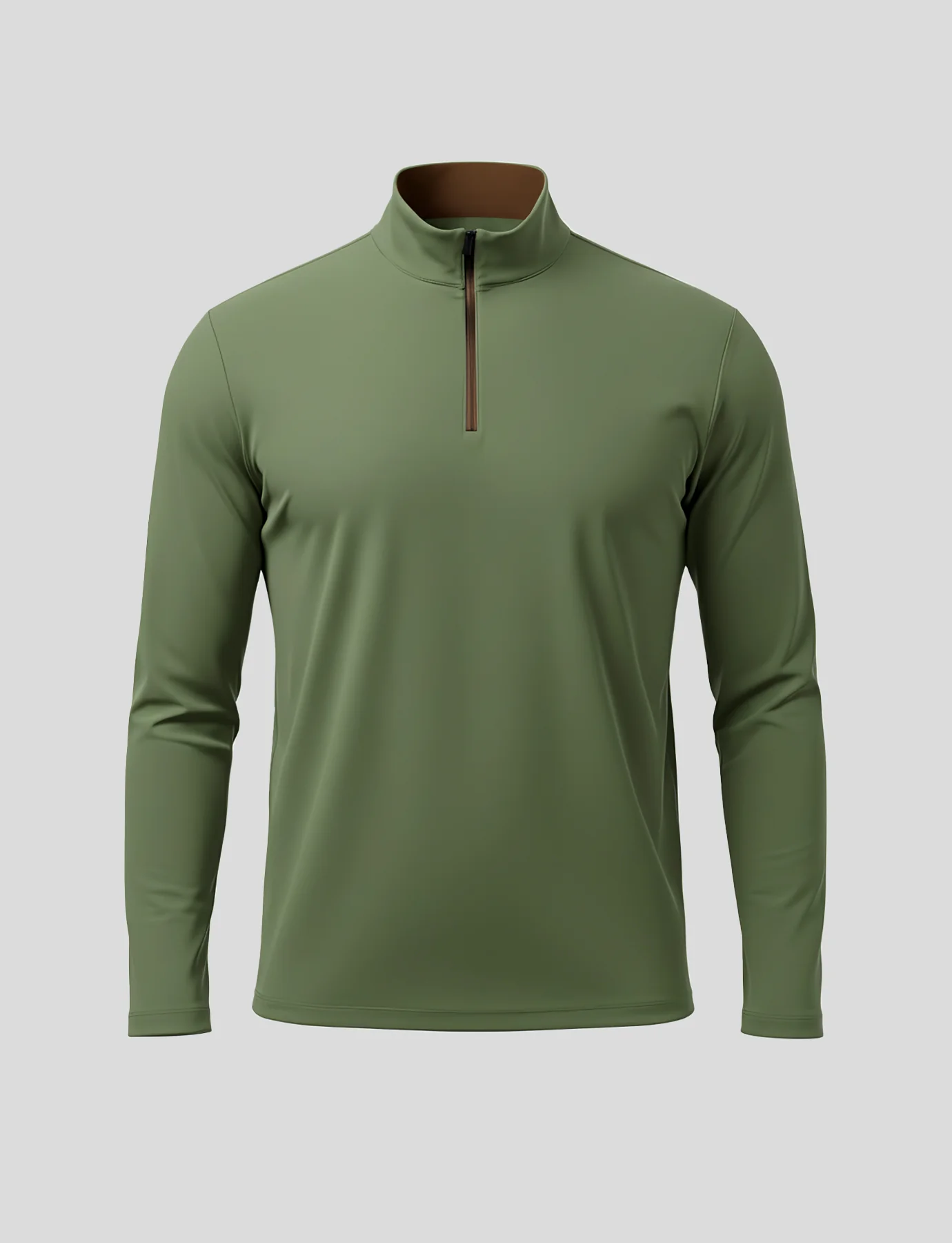 SmoothBlend Slim Fit Half Zip Mock Neck Tee: Zip Contrast Color - Image 24