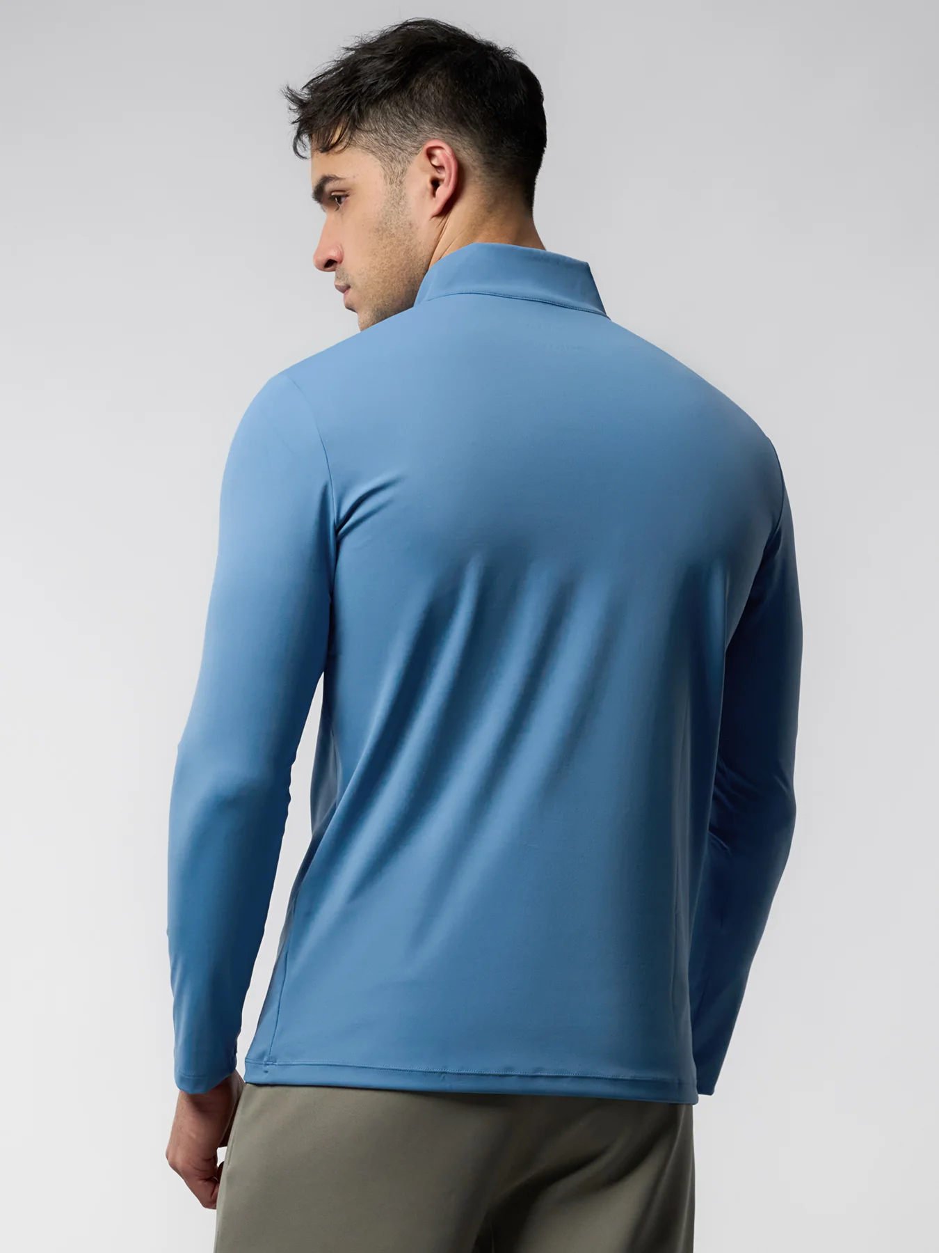 SmoothBlend Slim Fit Half Zip Mock Neck Tee: Zip Contrast Color - Image 36