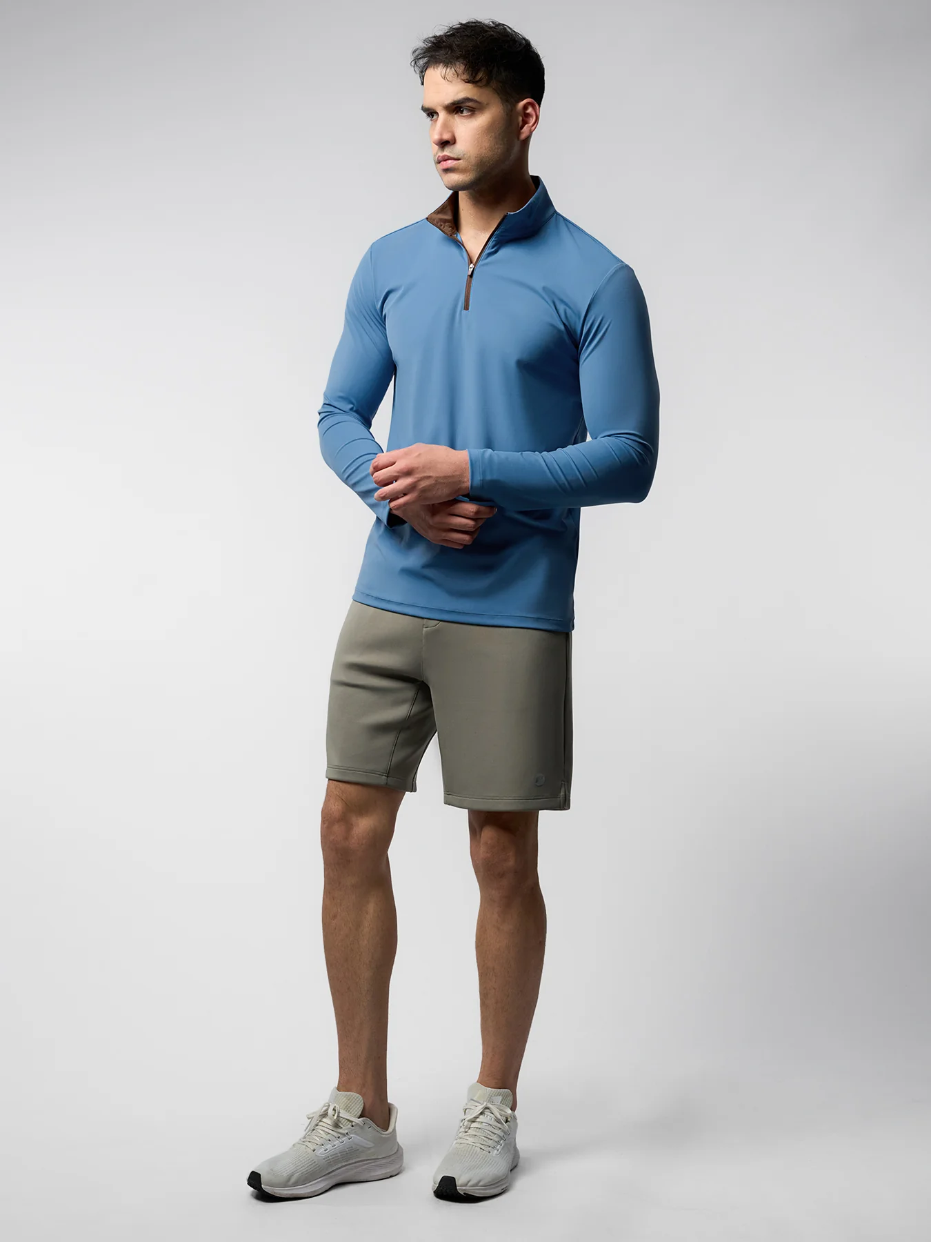 SmoothBlend Slim Fit Half Zip Mock Neck Tee: Zip Contrast Color - Image 39