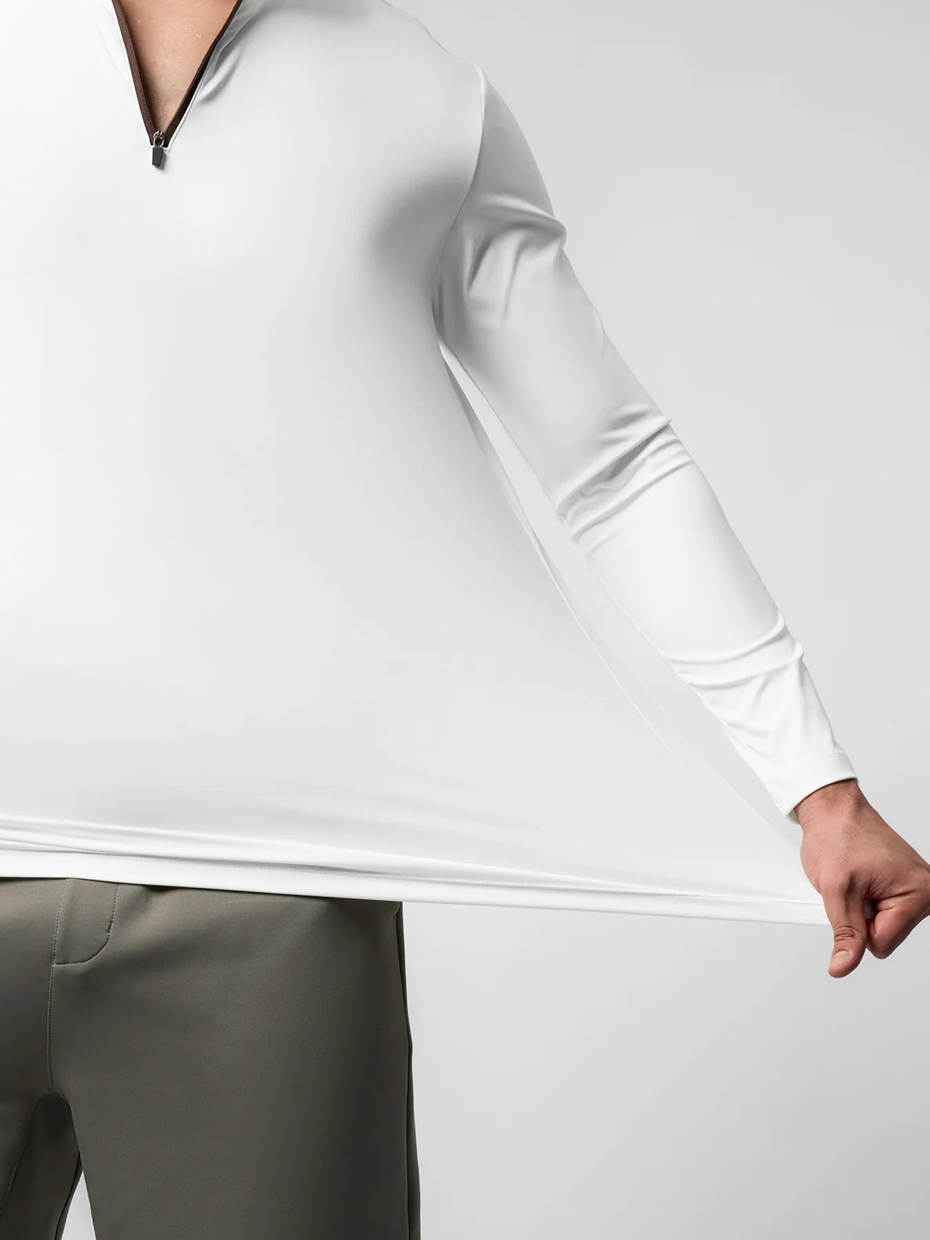 SmoothBlend Slim Fit Half Zip Mock Neck Tee: Zip Contrast Color - Image 4