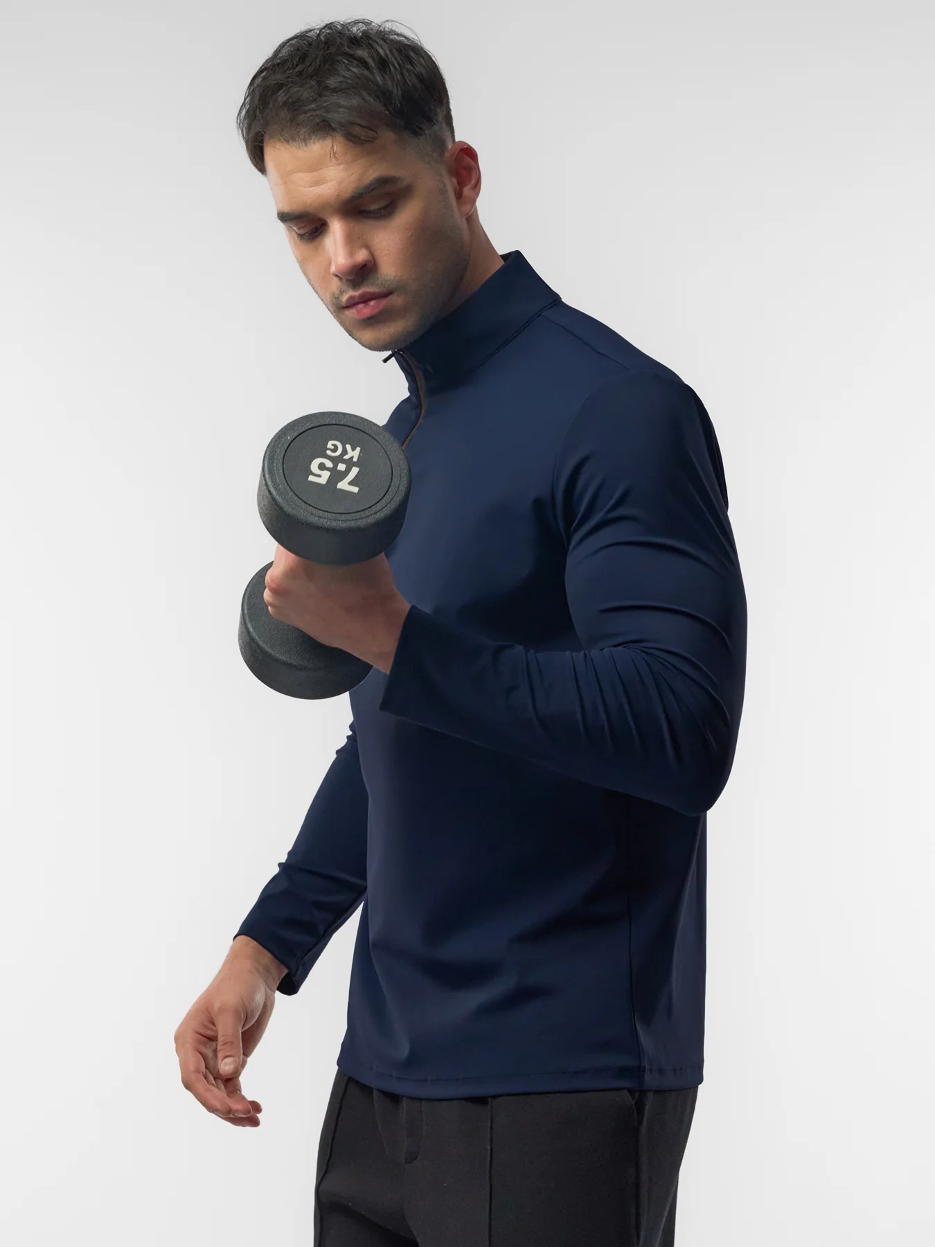 SmoothBlend Slim Fit Half Zip Mock Neck Tee: Zip Contrast Color - Image 42