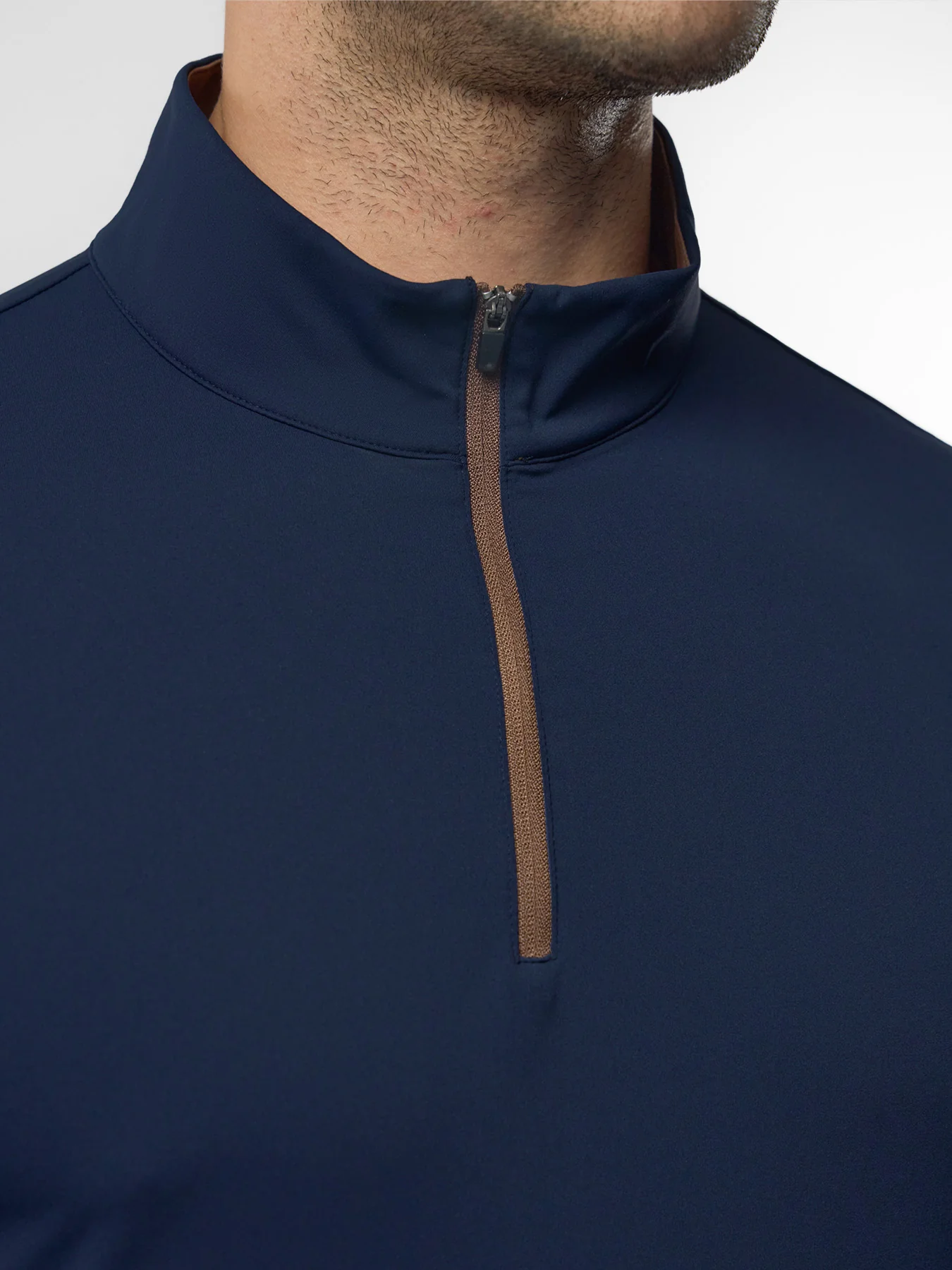 SmoothBlend Slim Fit Half Zip Mock Neck Tee: Zip Contrast Color - Image 43