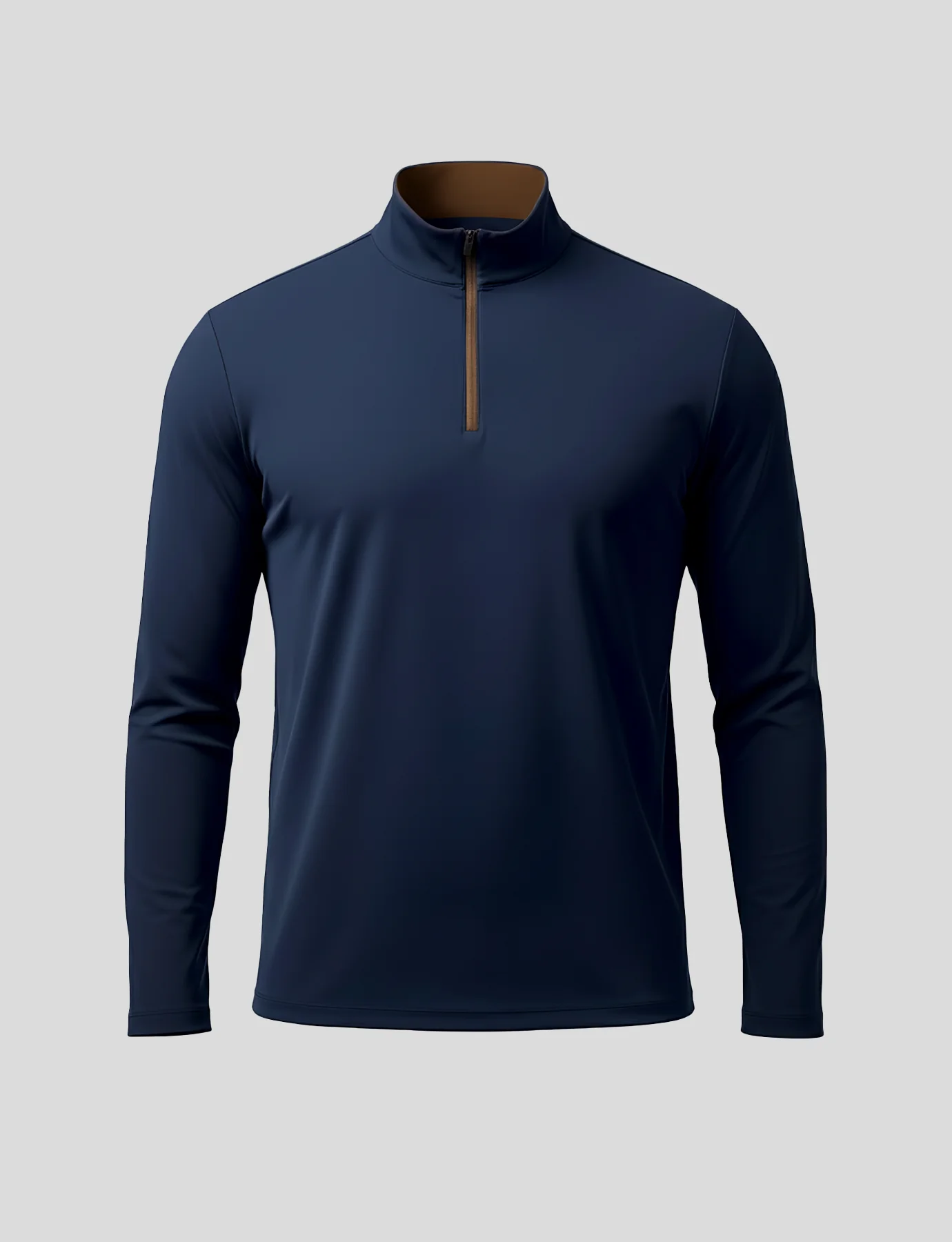 SmoothBlend Slim Fit Half Zip Mock Neck Tee: Zip Contrast Color - Image 45