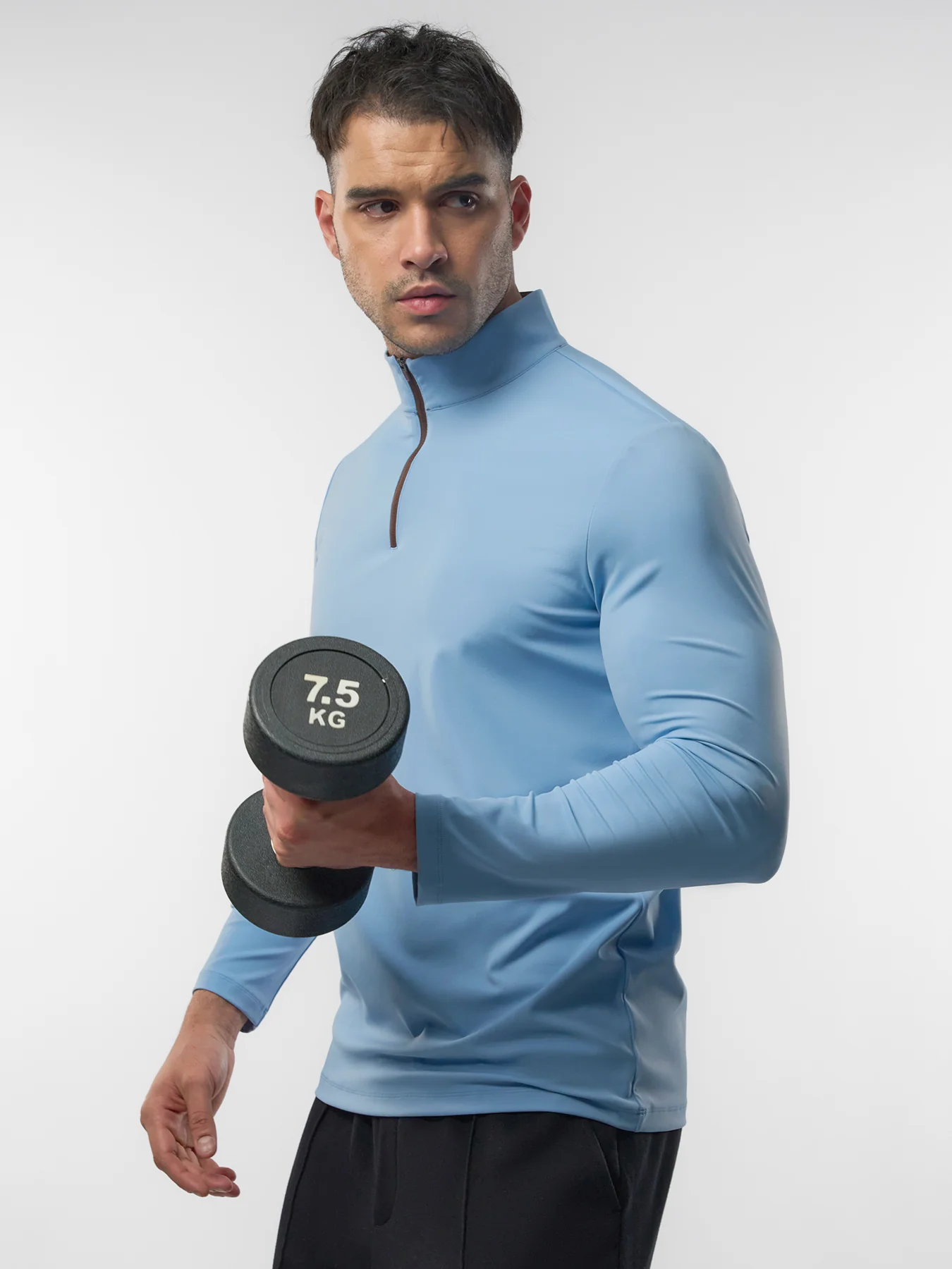 SmoothBlend Slim Fit Half Zip Mock Neck Tee: Zip Contrast Color - Image 47