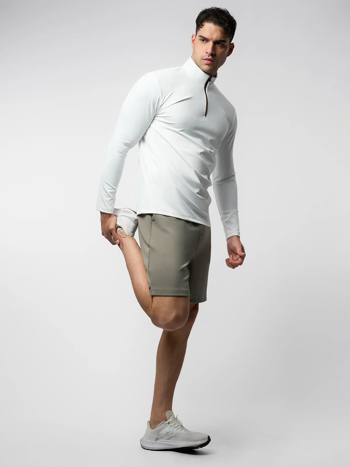 SmoothBlend Slim Fit Half Zip Mock Neck Tee: Zip Contrast Color - Image 5