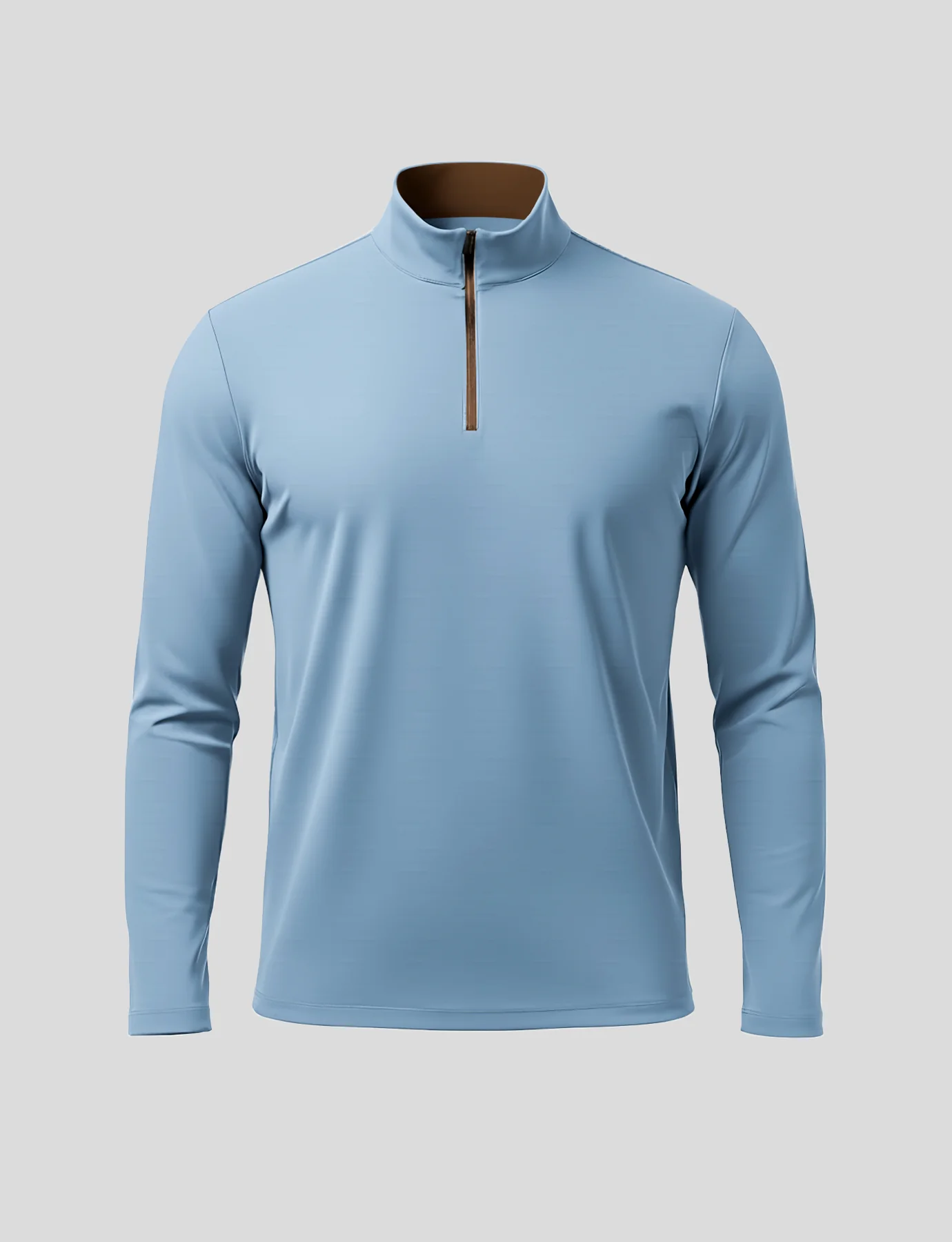 SmoothBlend Slim Fit Half Zip Mock Neck Tee: Zip Contrast Color - Image 51