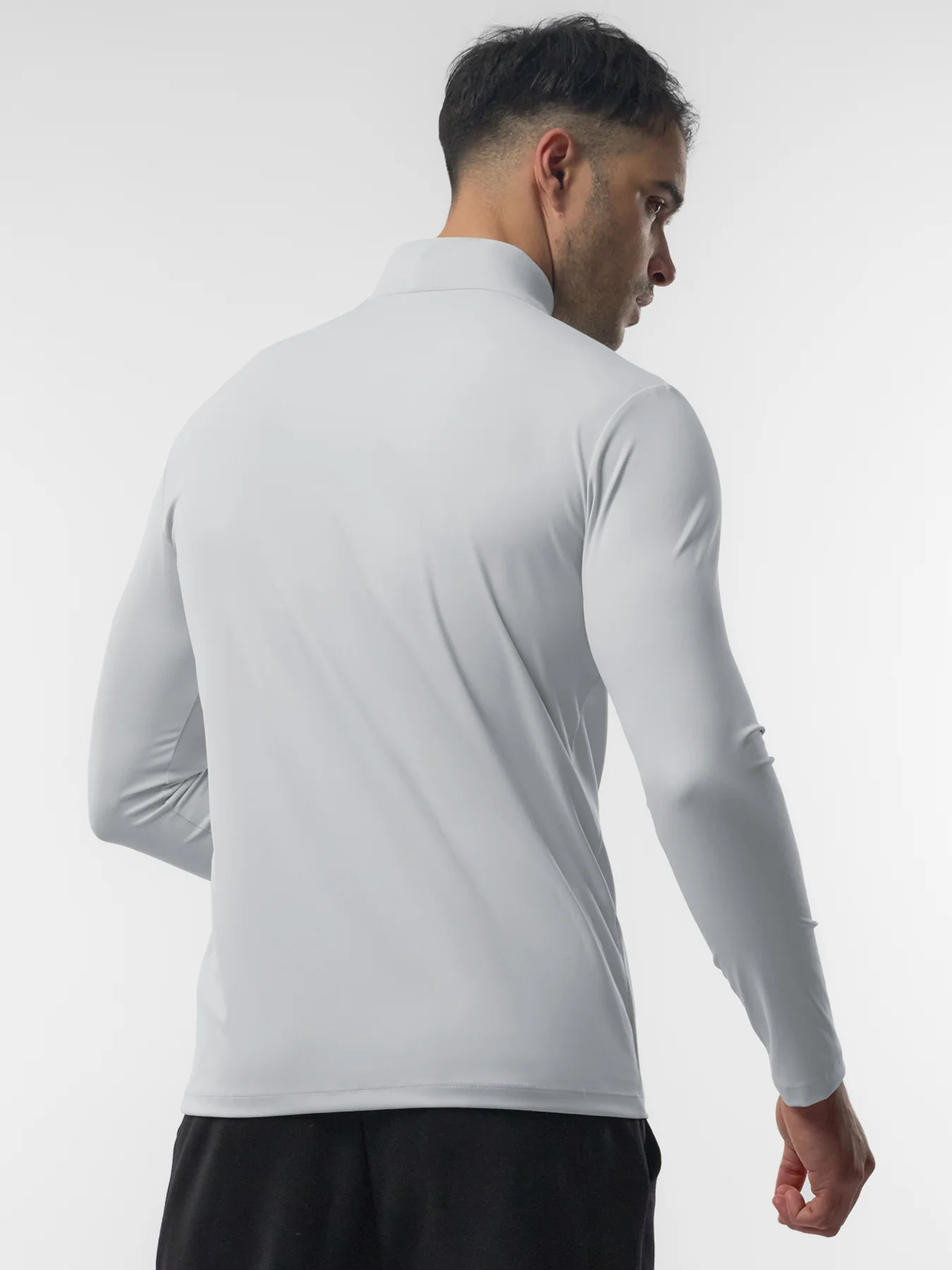 SmoothBlend Slim Fit Half Zip Mock Neck Tee: Zip Contrast Color - Image 54