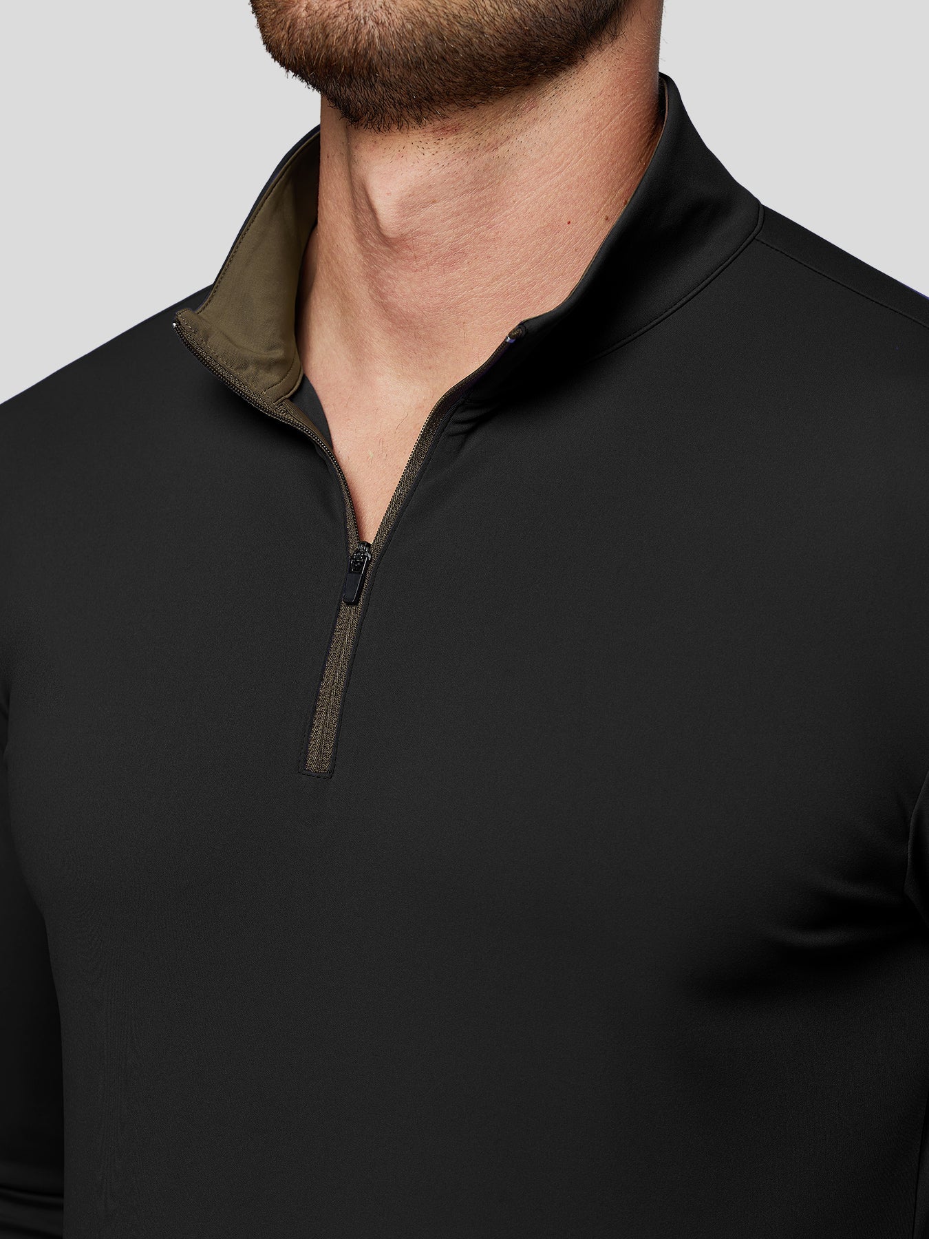 SmoothBlend Slim Fit Half Zip Mock Neck Tee: Zip Contrast Color - Image 8