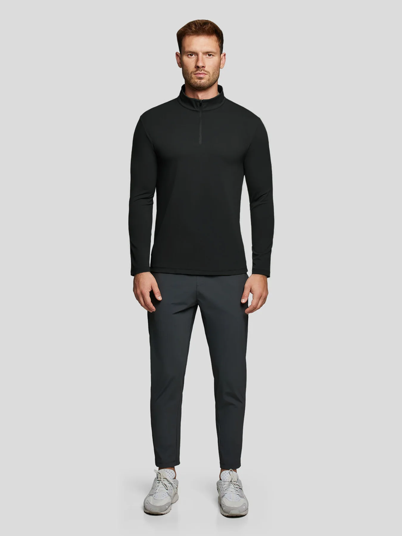 SmoothBlend Half Zip Mock Neck Tee: Zip Same Color - Image 17