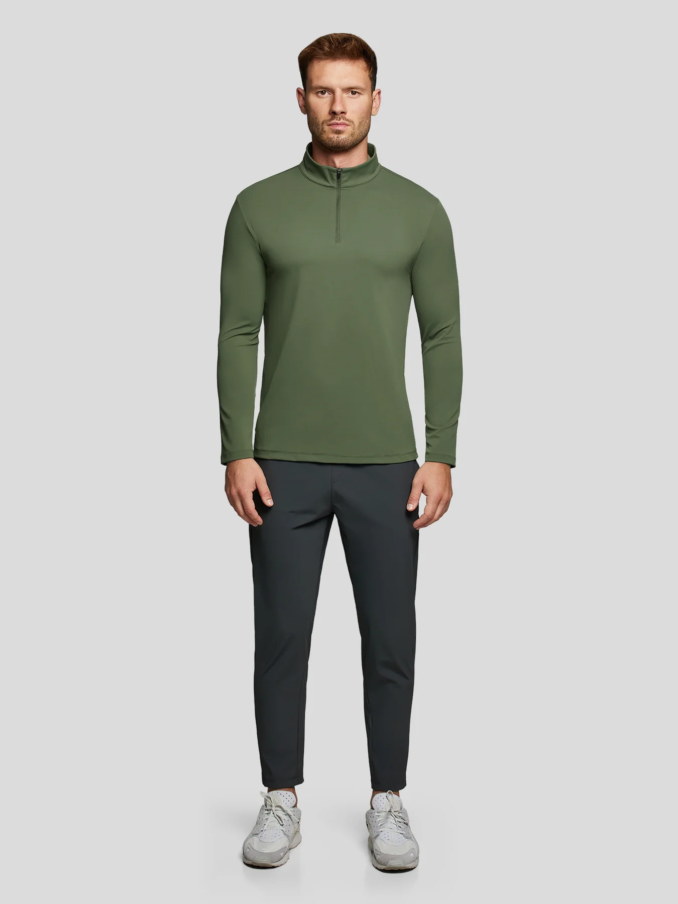 SmoothBlend Half Zip Mock Neck Tee: Zip Same Color - Image 25