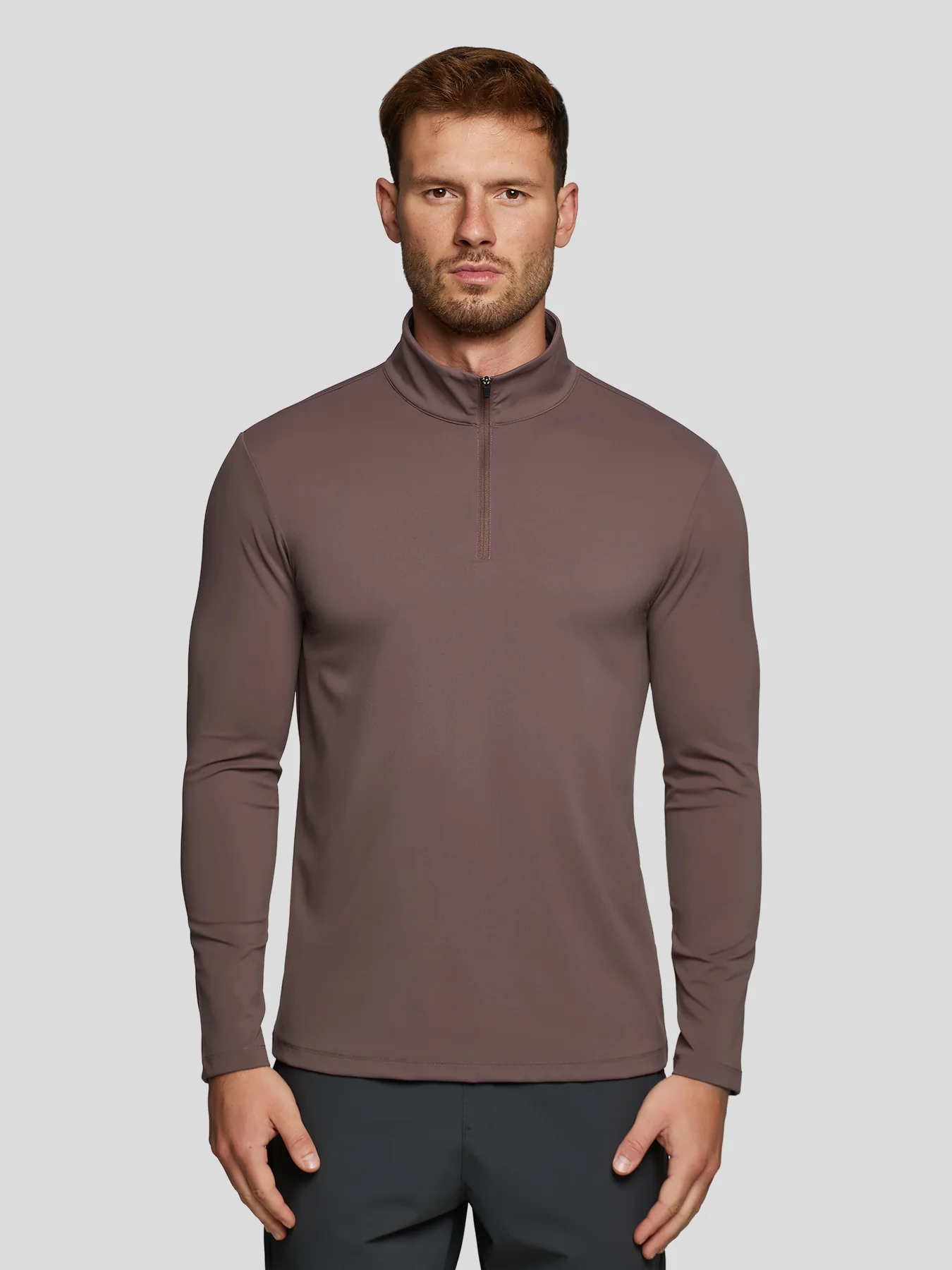 SmoothBlend Half Zip Mock Neck Tee: Zip Same Color - Image 30