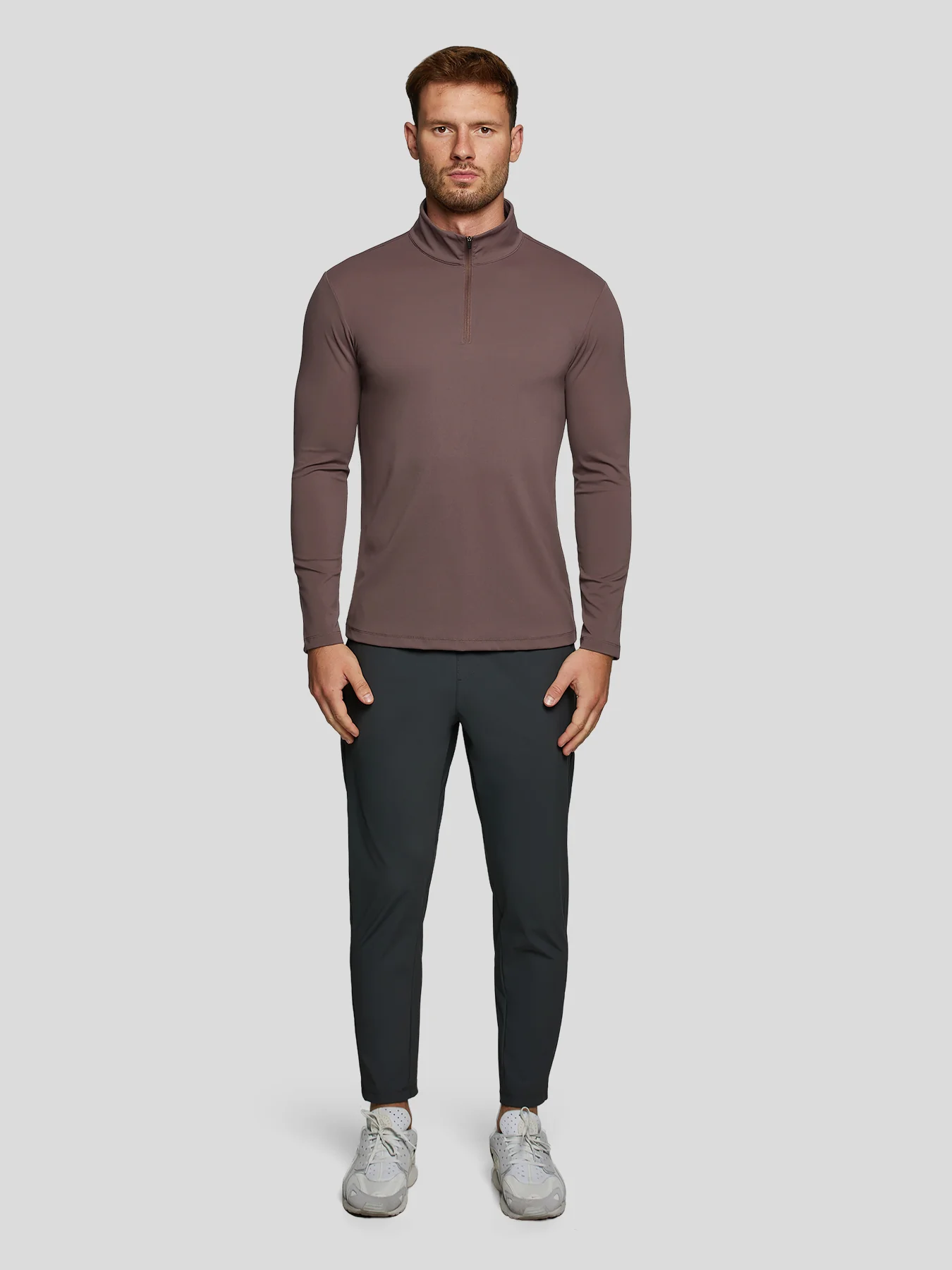 SmoothBlend Half Zip Mock Neck Tee: Zip Same Color - Image 33