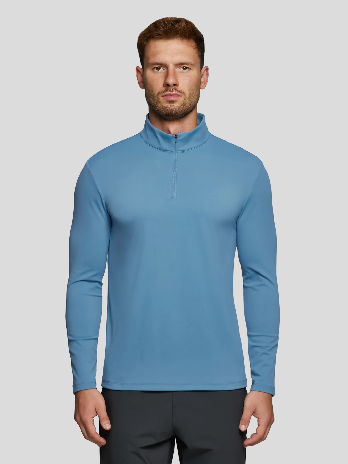 SmoothBlend Half Zip Mock Neck Tee: Zip Same Color - Image 6