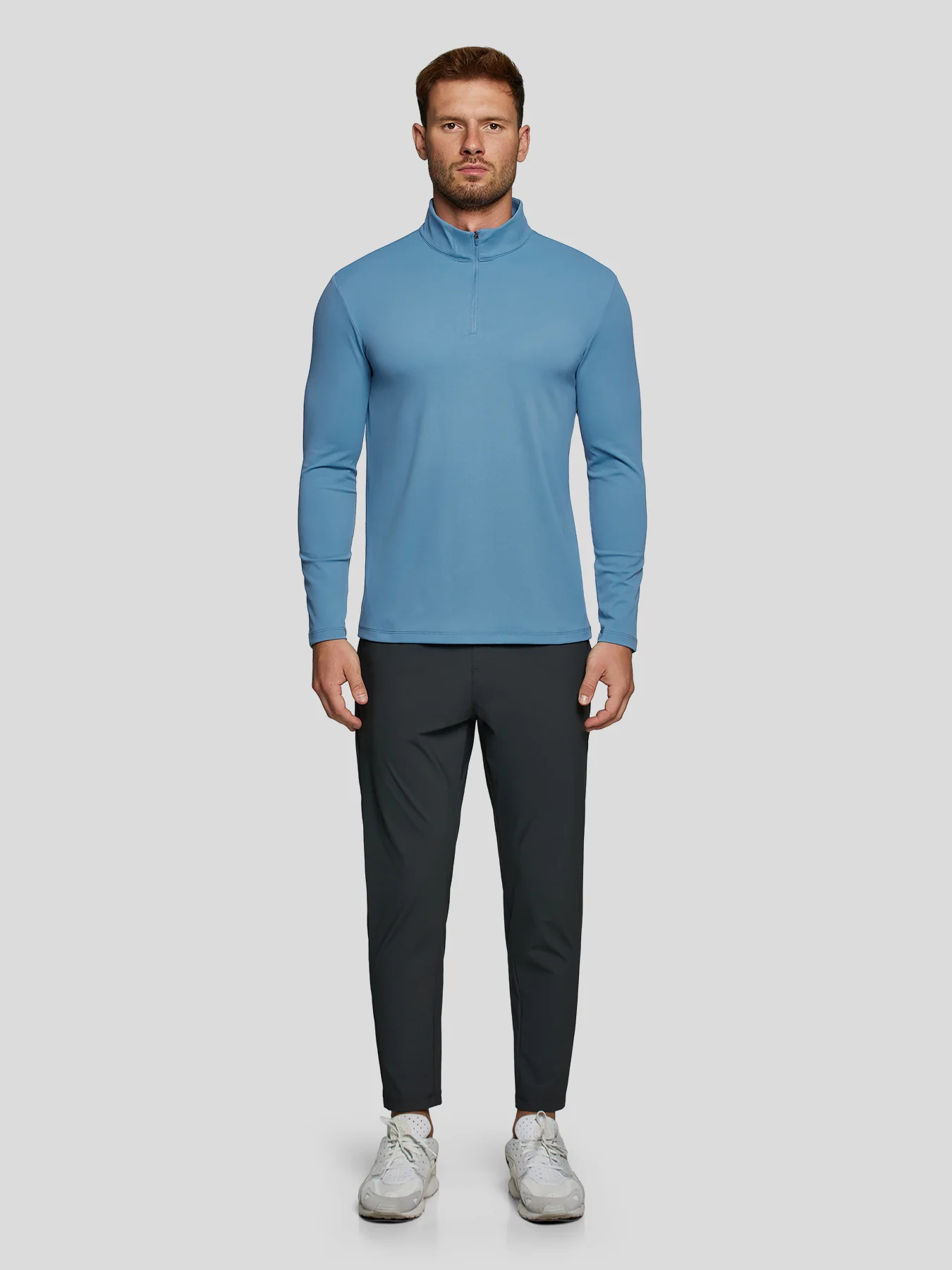 SmoothBlend Half Zip Mock Neck Tee: Zip Same Color - Image 9