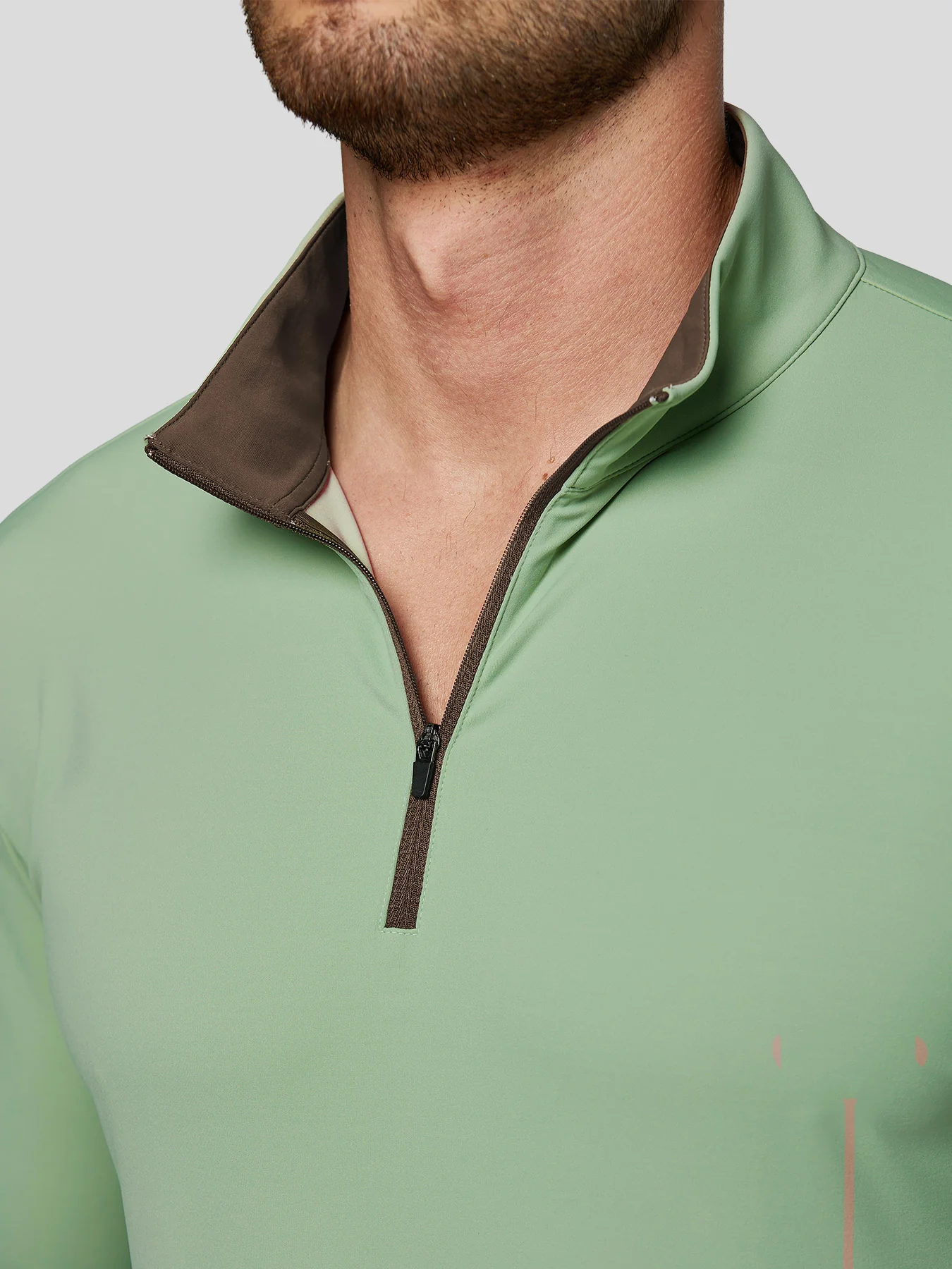 SmoothBlend Slim Fit Half Zip Mock Neck Tee: Zip Contrast Color sale - Image 13