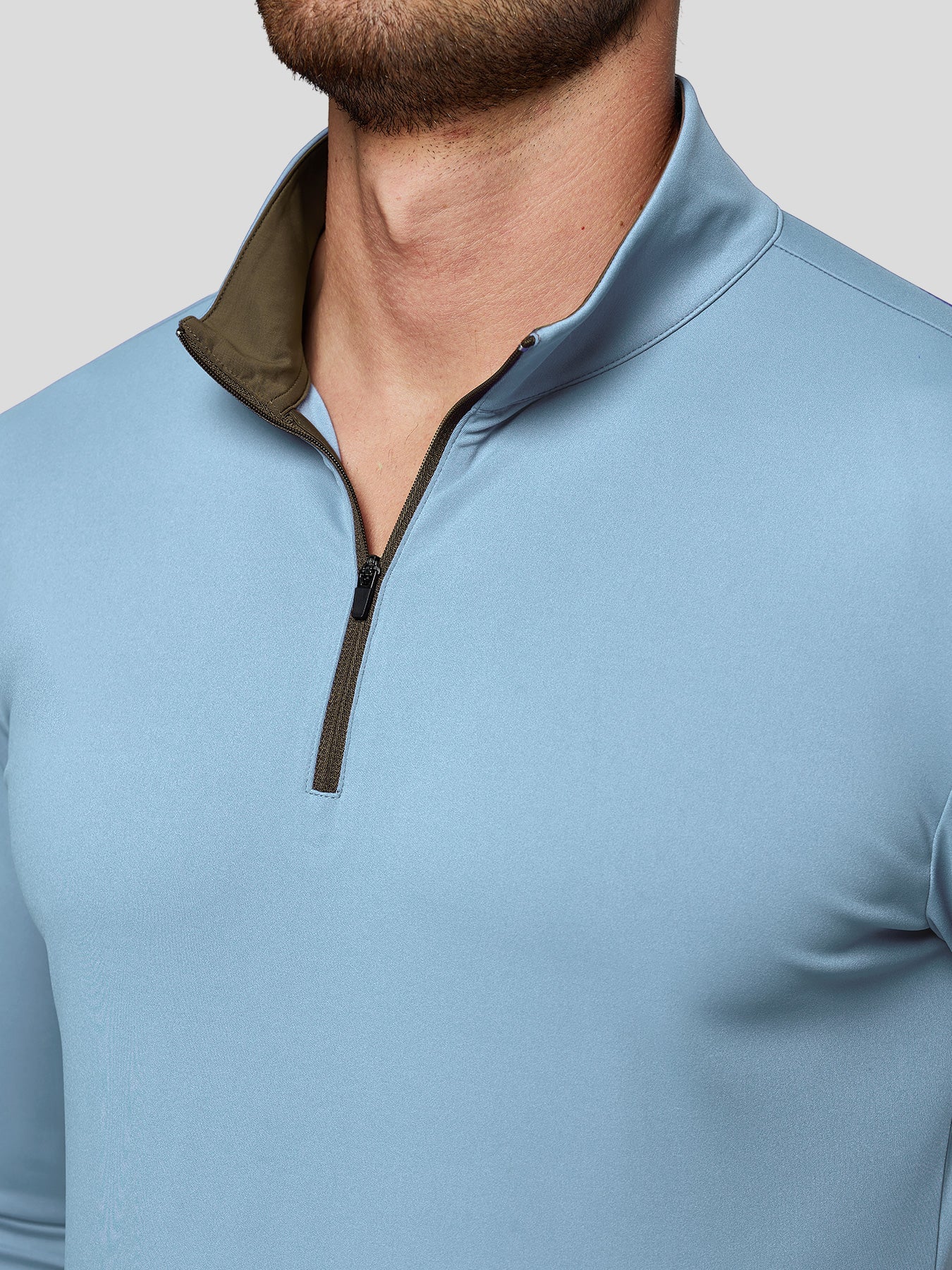 SmoothBlend Slim Fit Half Zip Mock Neck Tee: Zip Contrast Color sale - Image 18