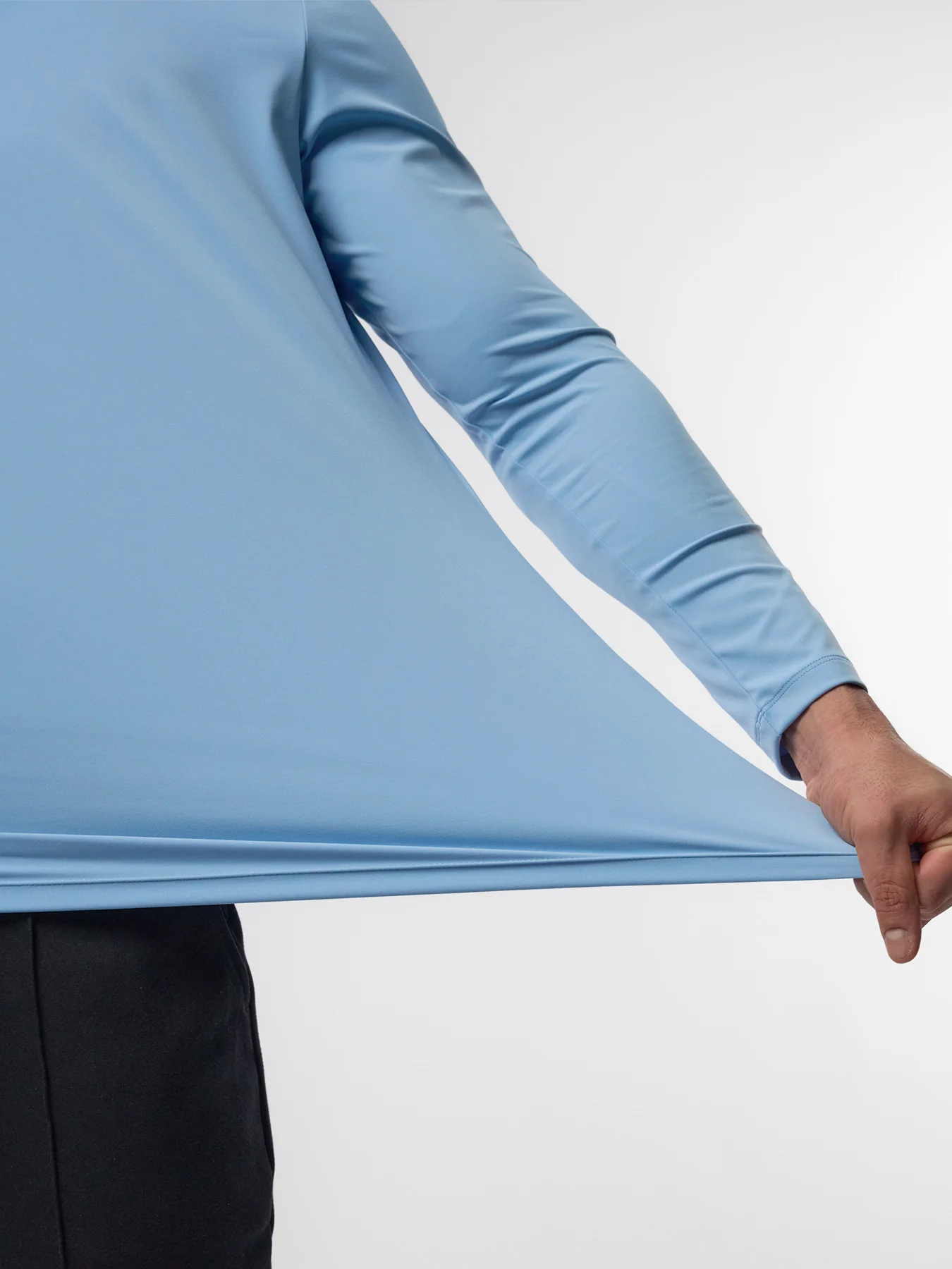 SmoothBlend Slim Fit Half Zip Mock Neck Tee: Zip Contrast Color - Image 49