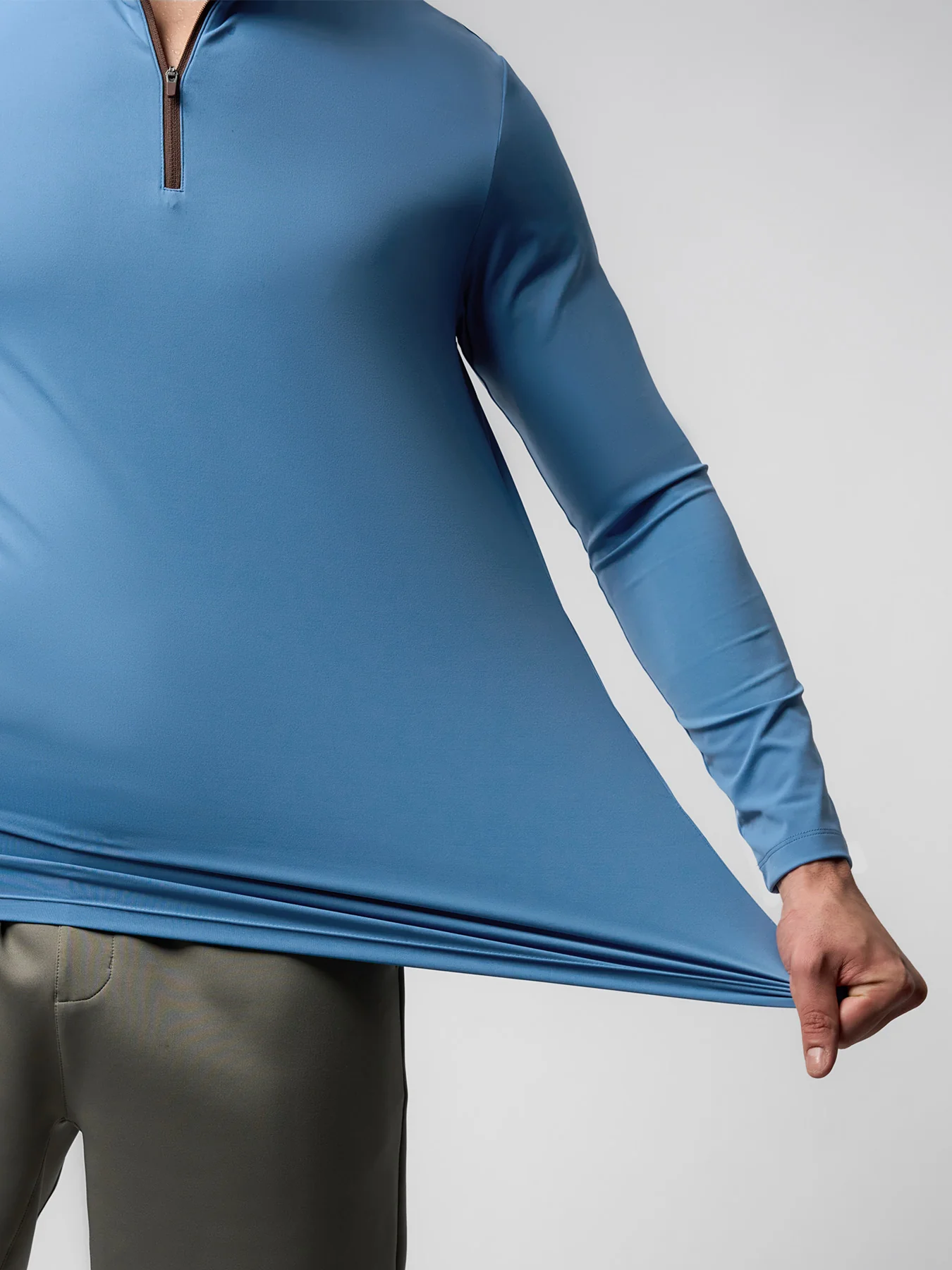 SmoothBlend Slim Fit Half Zip Mock Neck Tee: Zip Contrast Color - Image 38