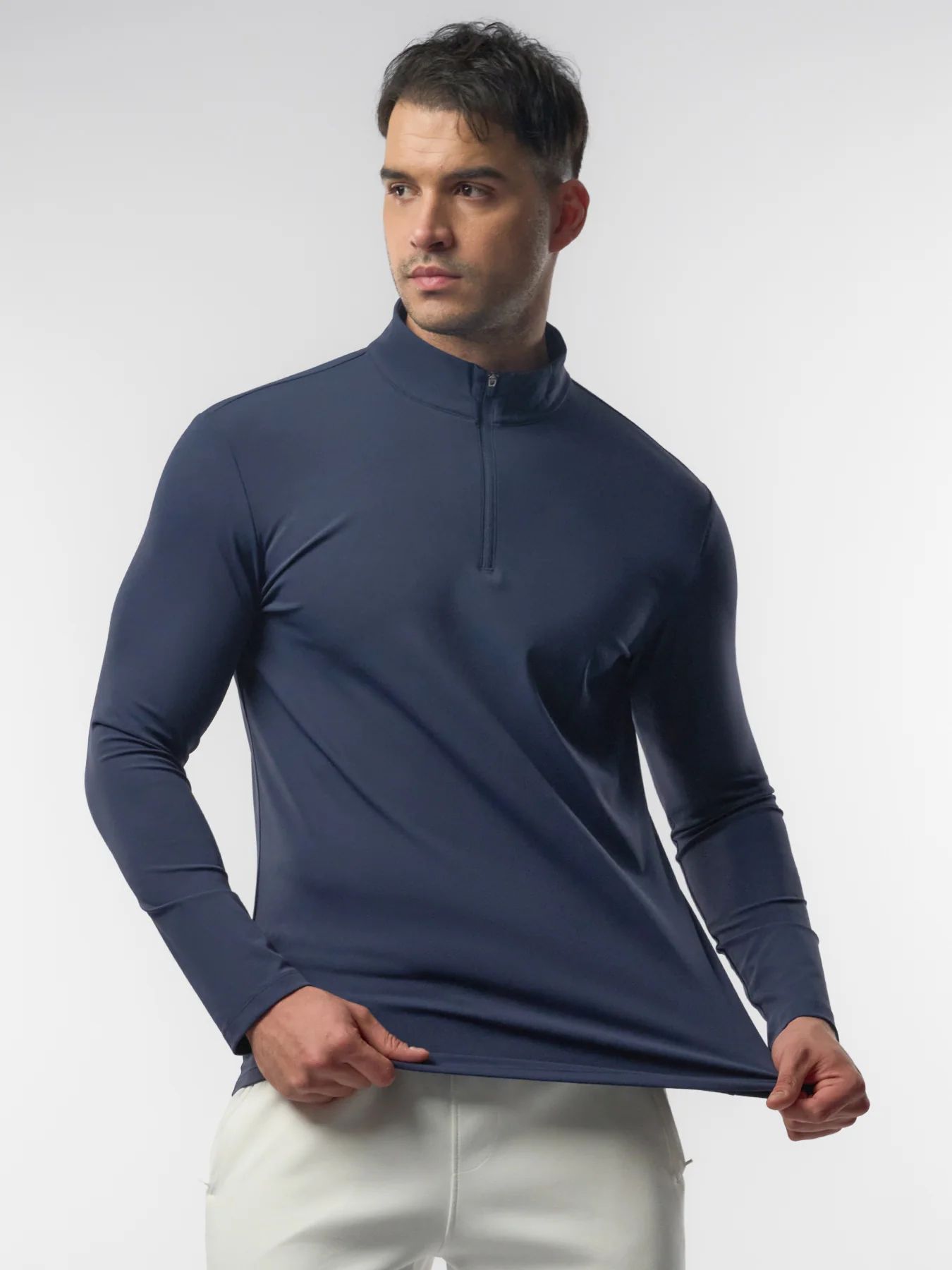 SmoothBlend Half Zip Mock Neck Tee: Zip Same Color - Image 47