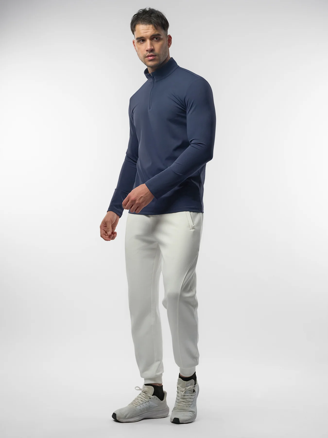 SmoothBlend Half Zip Mock Neck Tee: Zip Same Color - Image 48