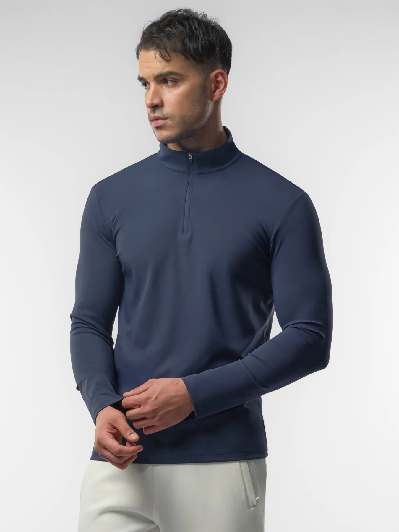 SmoothBlend Half Zip Mock Neck Tee: Zip Same Color - Image 45