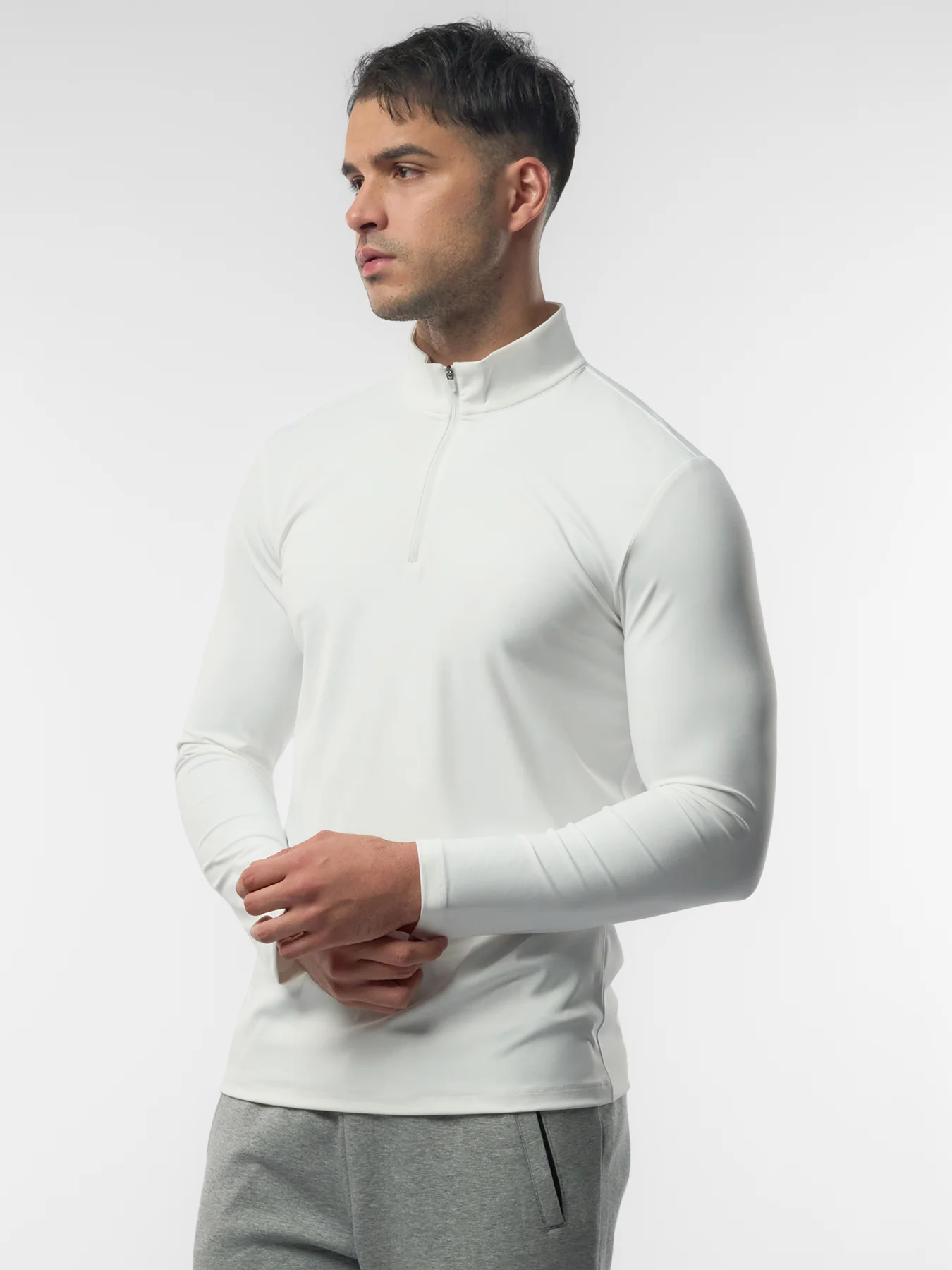 SmoothBlend Half Zip Mock Neck Tee: Zip Same Color - Image 3