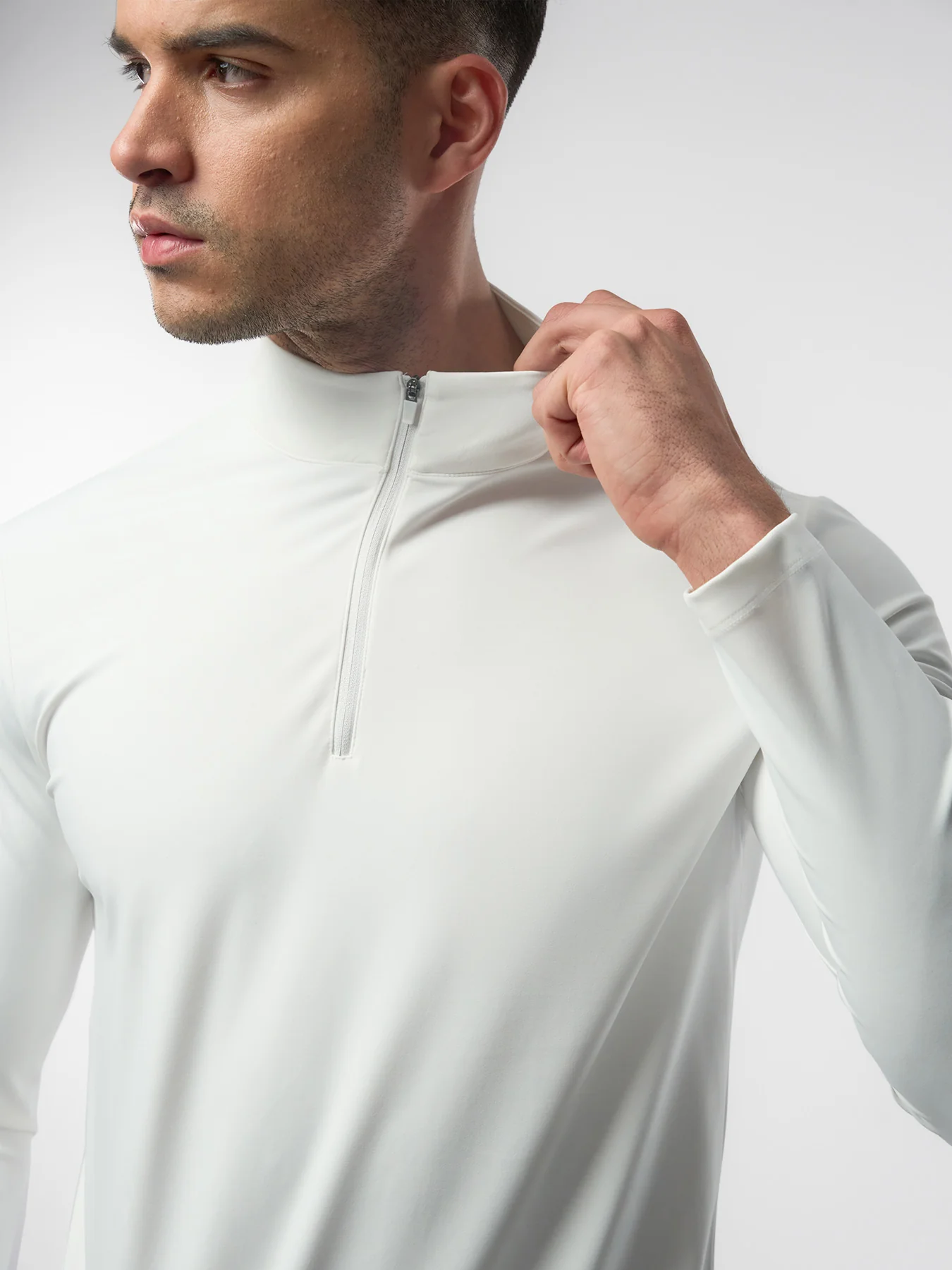 SmoothBlend Half Zip Mock Neck Tee: Zip Same Color - Image 4