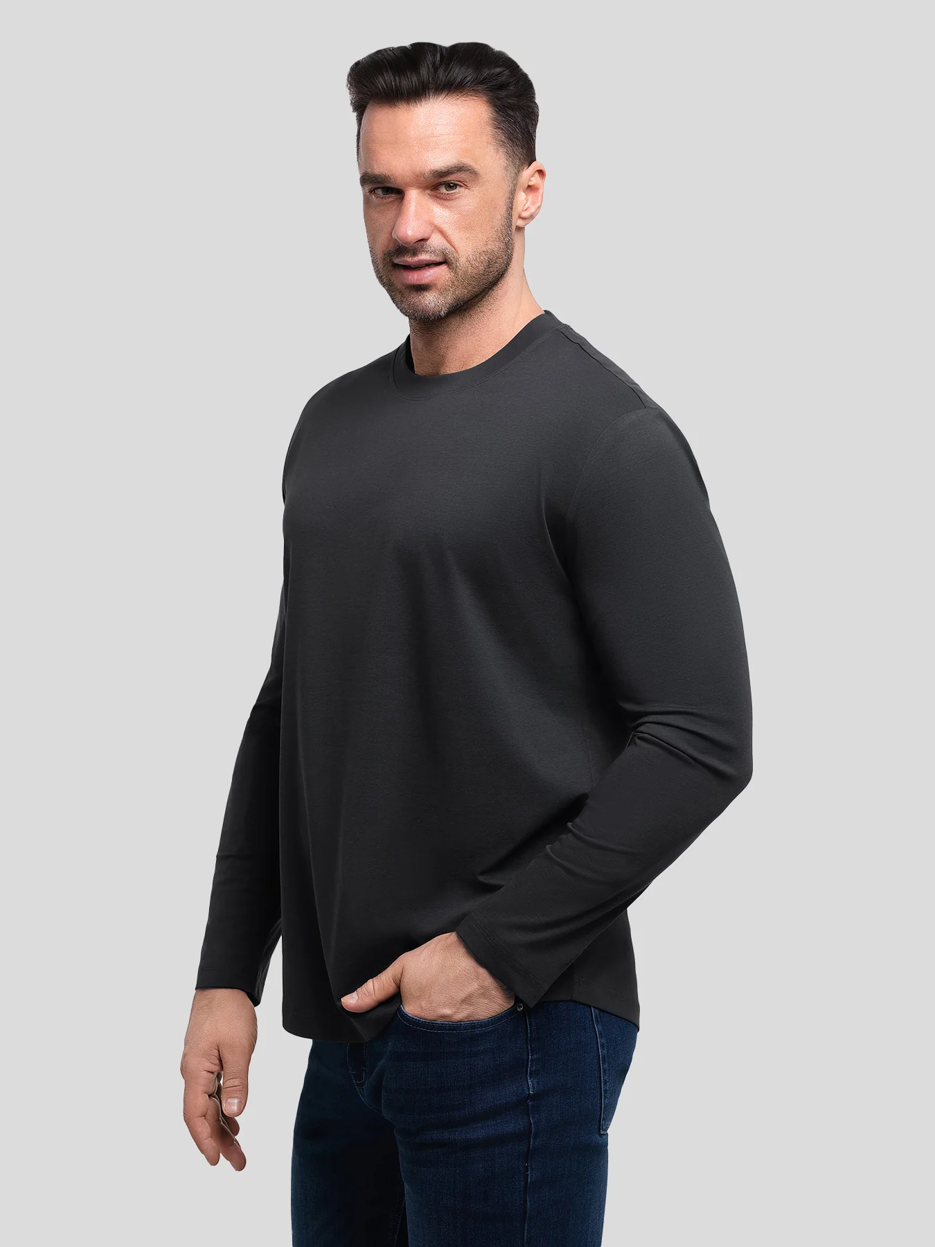 StaySmooth Long Sleeve Curve Hem Tee:Classic Fit - Image 136