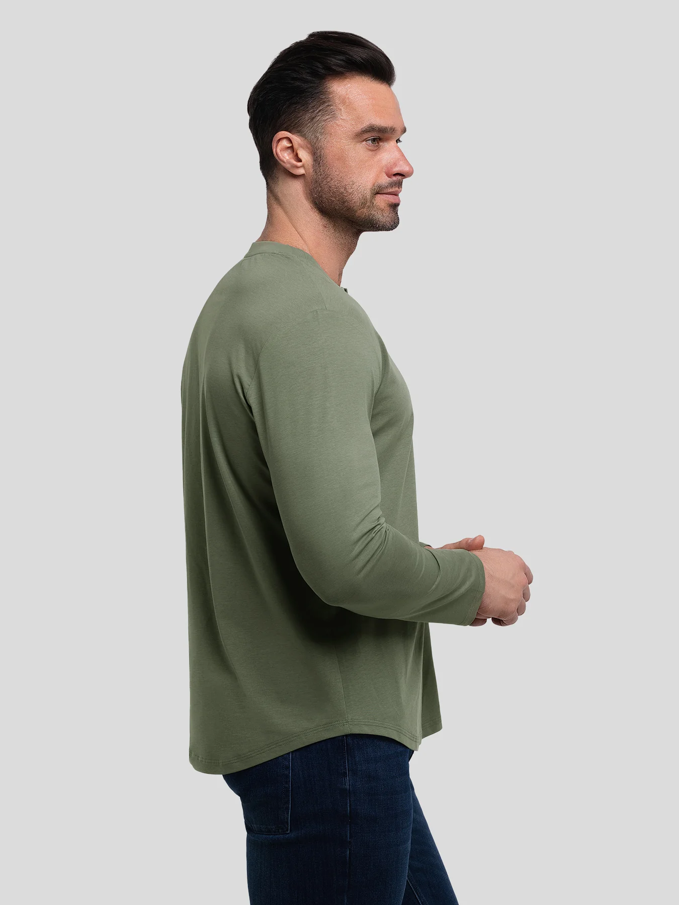 StaySmooth Long Sleeve Henley Drop-Cut Tee - Image 31