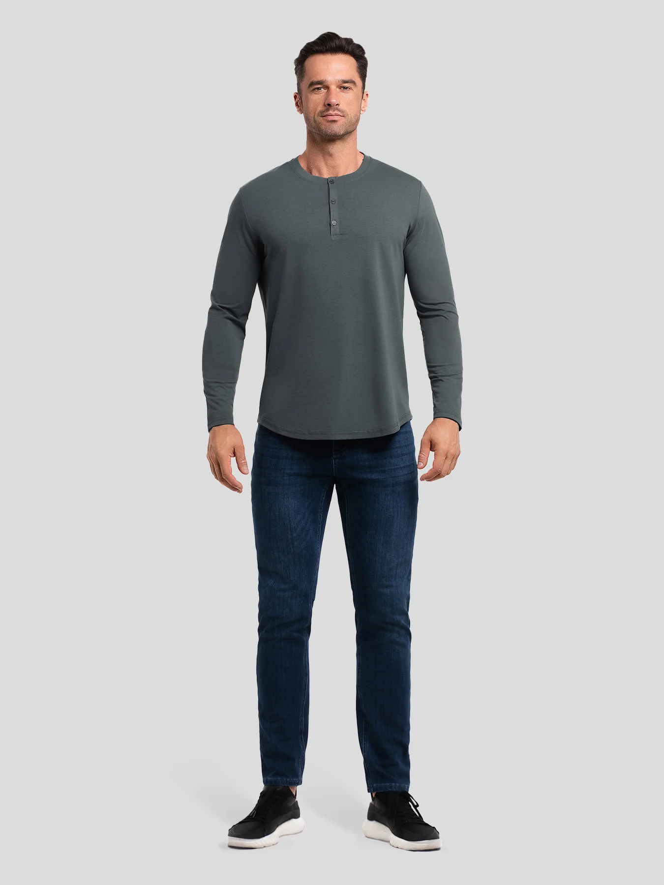 StaySmooth Long Sleeve Henley Drop-Cut Tee - Image 41