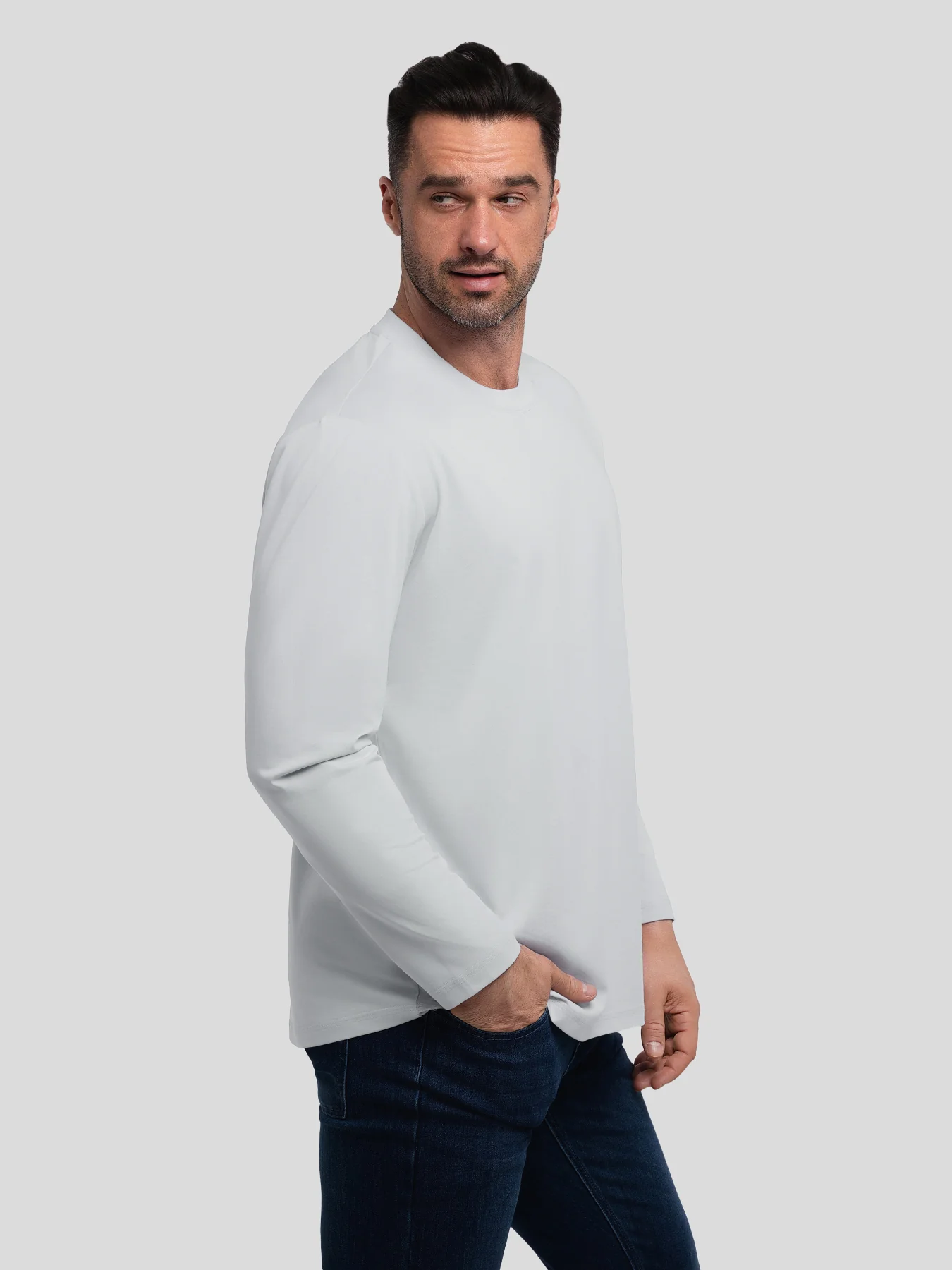 StaySmooth Long Sleeve Curve Hem Tee: Slim Fit - Image 123