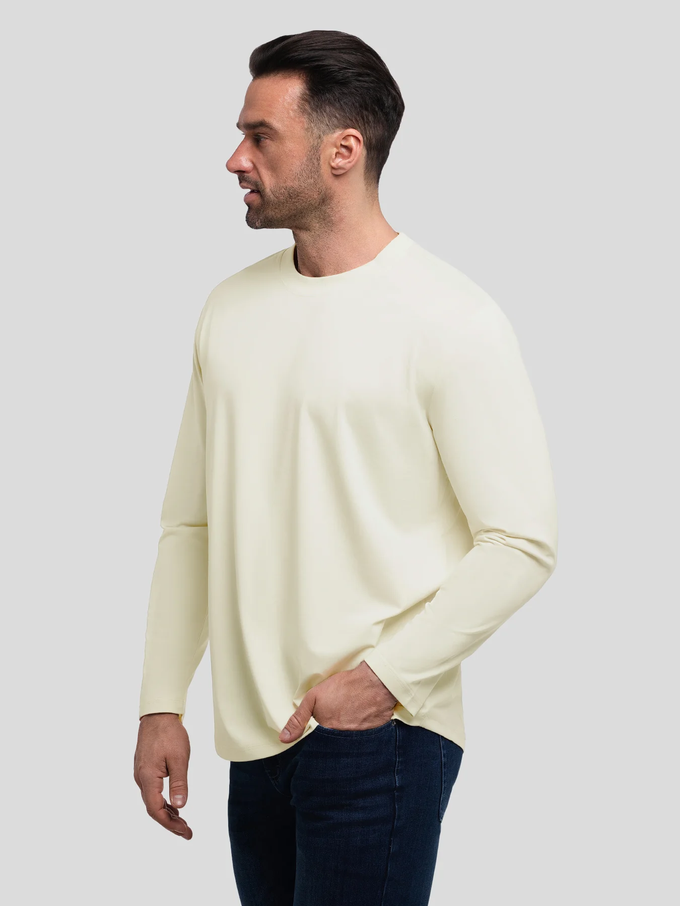 StaySmooth Long Sleeve Curve Hem Tee: Slim Fit - Image 98